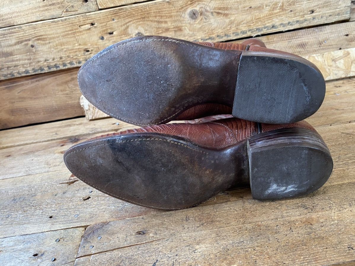 Lucchese × Vintage Lucchese brown leather western boots exotic skin, lizard sz8 Size US 8 / IT 38 - 19 Thumbnail