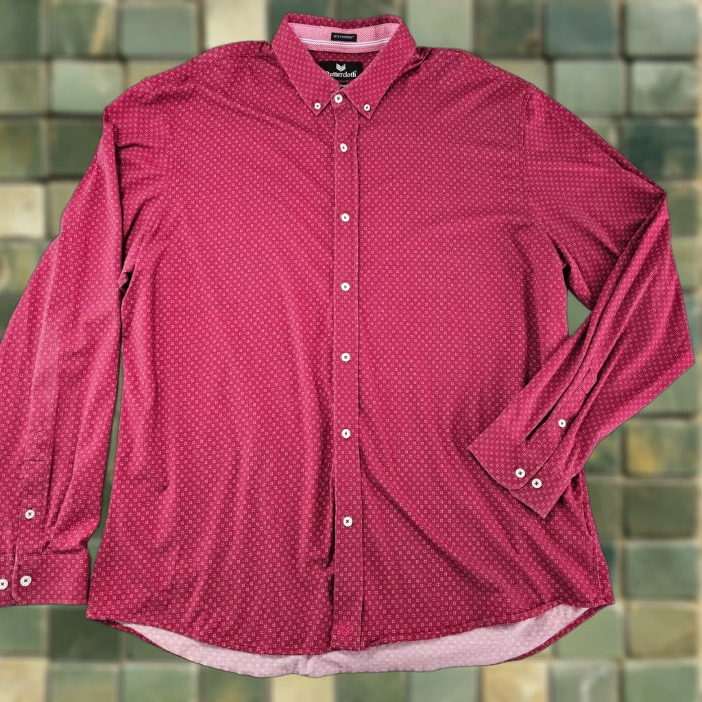 Vintage Buttercloth Red Geometric Button-Down Shirt Mens 3XL Regular Fit Long Sleeve Size US XXL / EU 58 / 5 - 1 Thumbnail