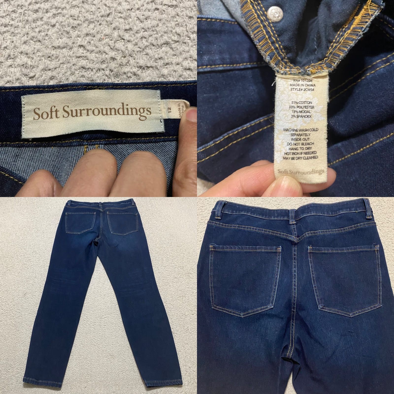 Soft Surroundings Soft Surroundings Jeans Womens Blue Dark Wash Skinny High Rise 12 Regular Stretch Denim City 90s Size 34" / US 12 / IT 48 - 8 Thumbnail