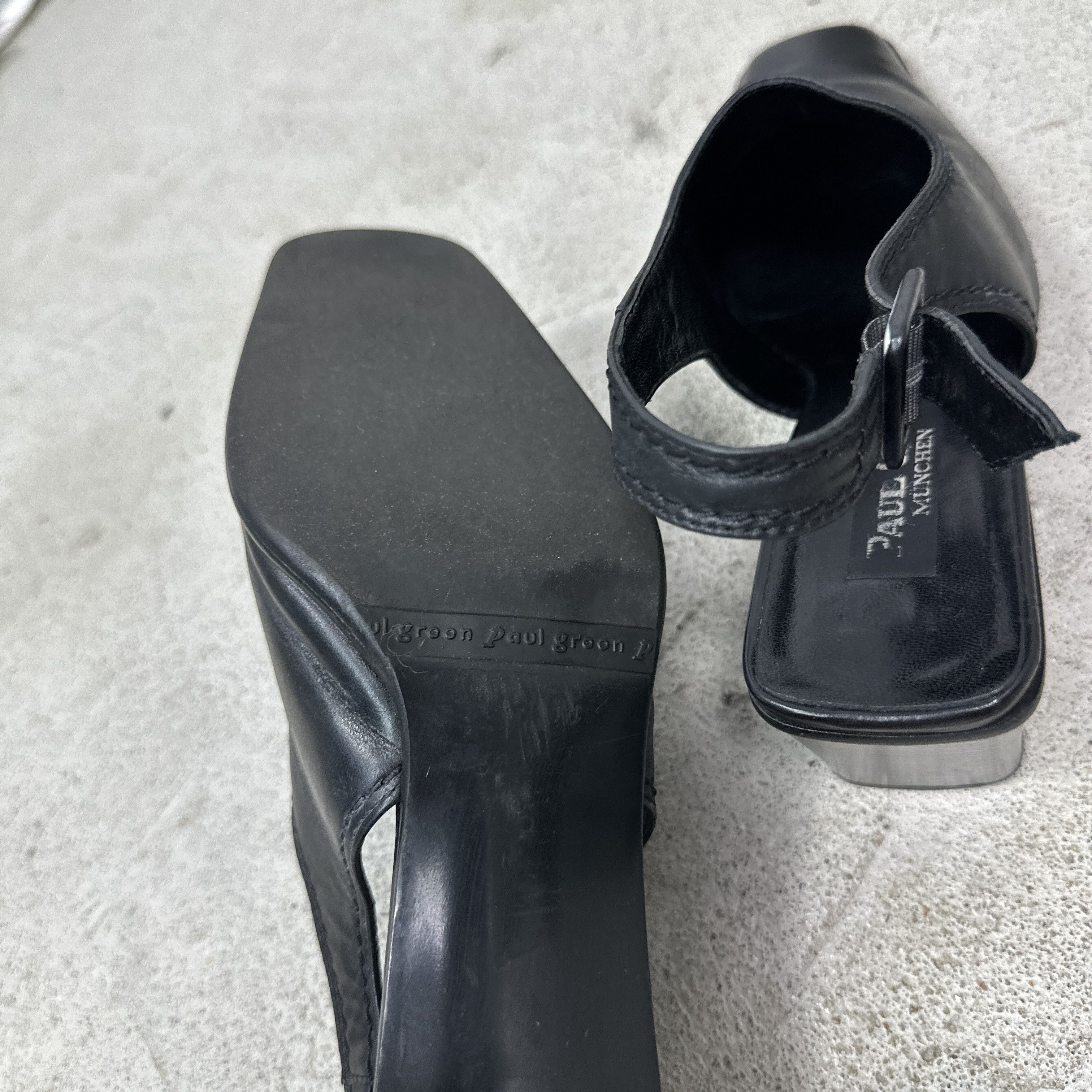 Vintage Vintage Avant Garde Leather Sling Back Square Toe Heels Y2K Size US 9 / IT 39 - 8 Thumbnail