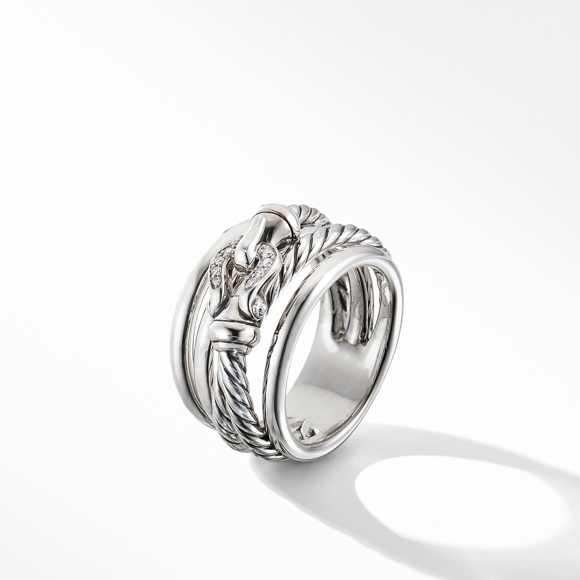 David Yurman o1w1db10325 Ring in Sterling Silver with Pave Diamonds Size ONE SIZE - 3 Thumbnail
