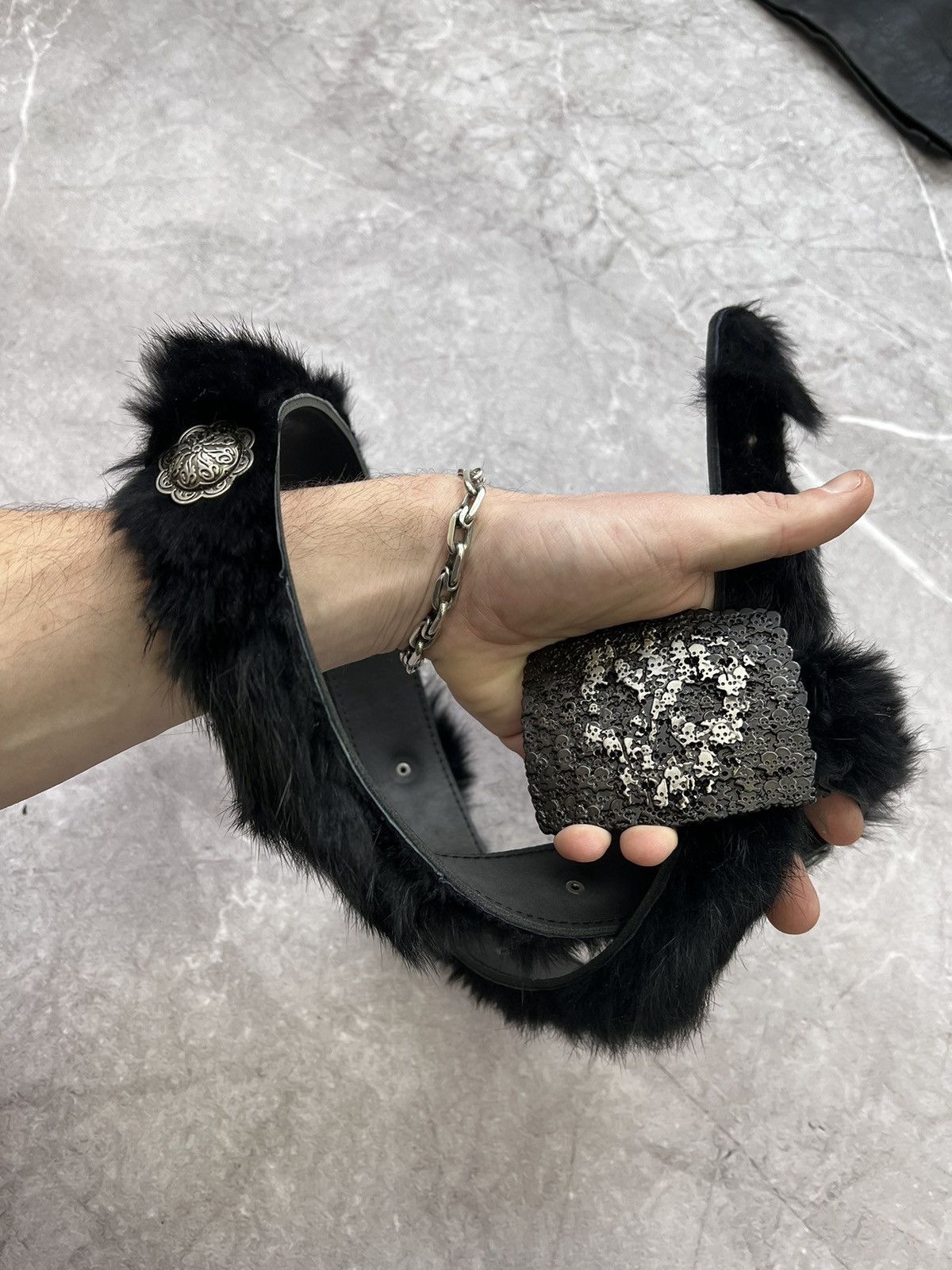 14th Addiction × Japanese Brand VINTAGE FUR 90s metal skull grunde hype belt lgb style Size ONE SIZE - 4 Thumbnail