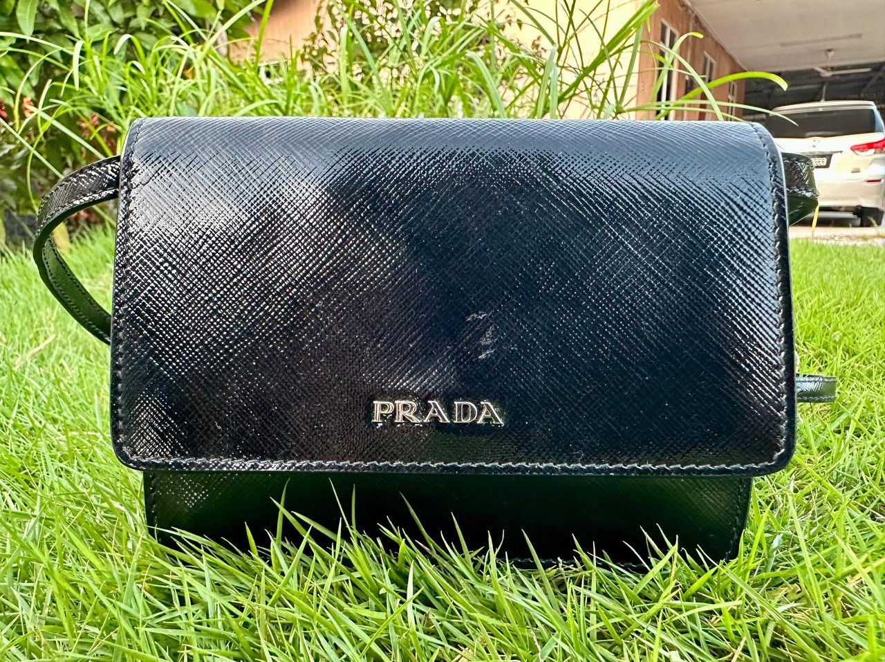 Prada Authentic Prada Vernice Saffiano Leather Mini Crossbody Bag Size ONE SIZE - 1 Thumbnail