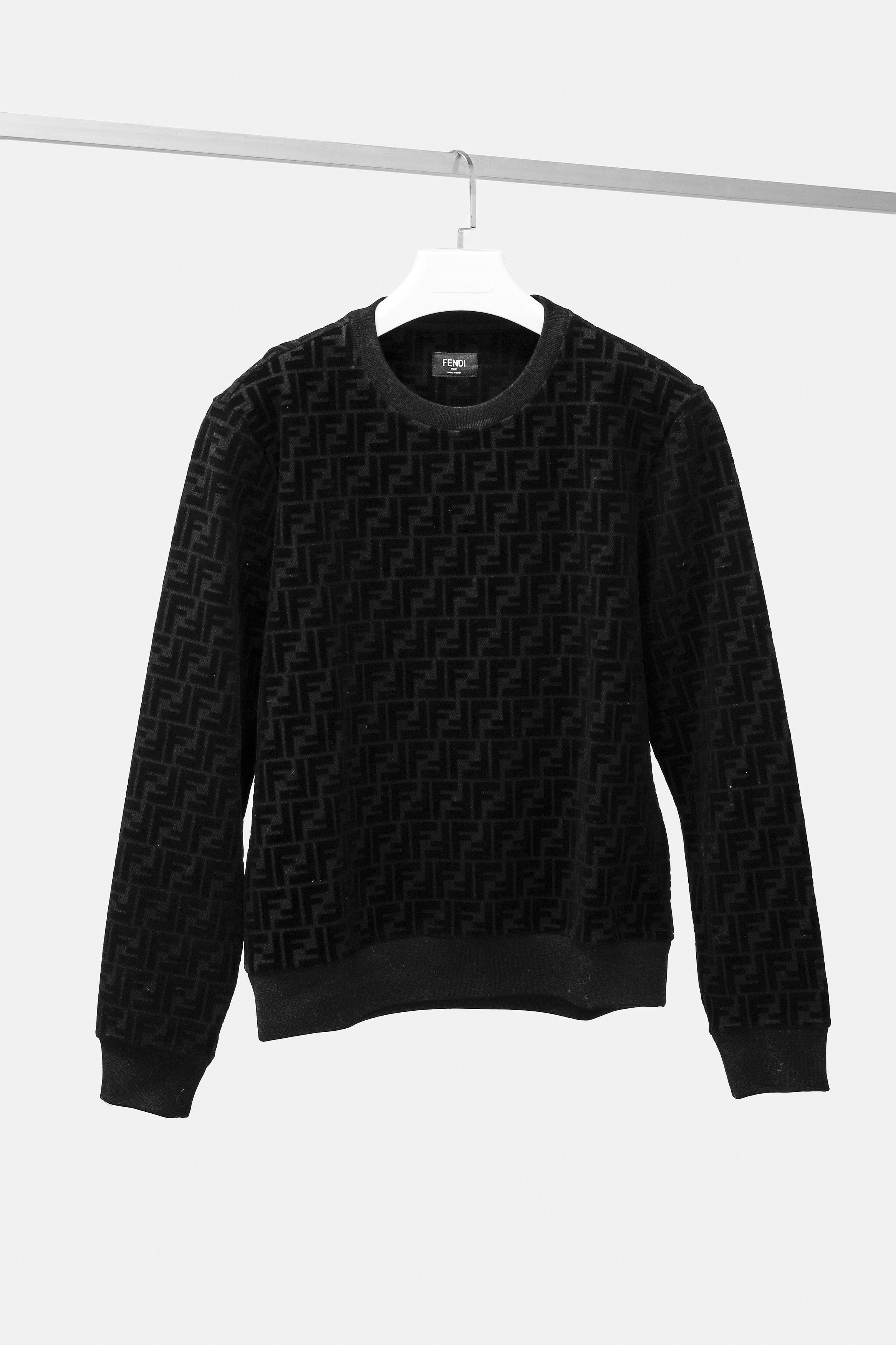 image of Fendi Black Velvet Monogram Pullover, Men's (Size Small)