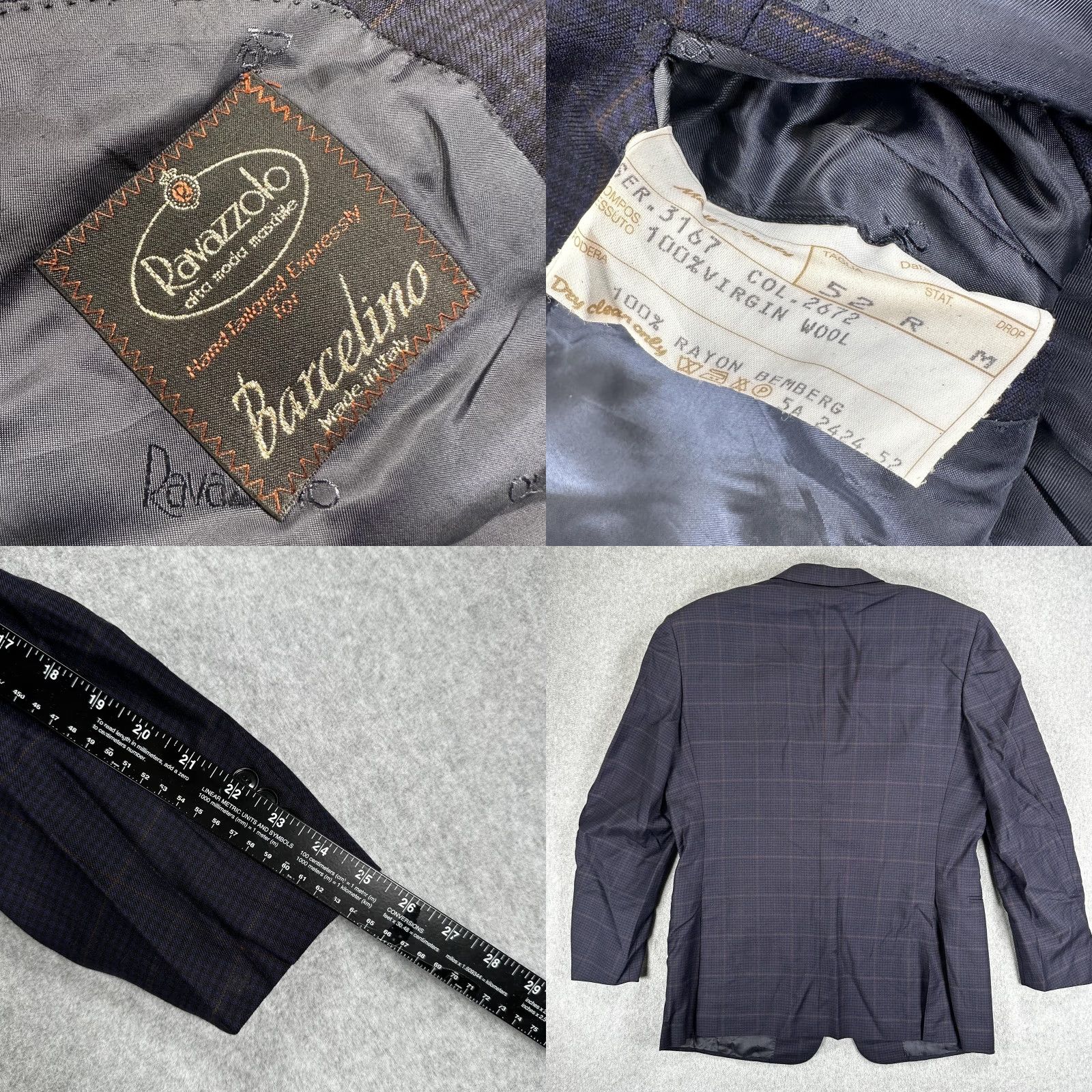 Vintage Ravazzolo Sport Coat Mens 42 Blue Check Wool Three Button Jacket Italy Size US XS / EU 42 / 0 - 8 Thumbnail