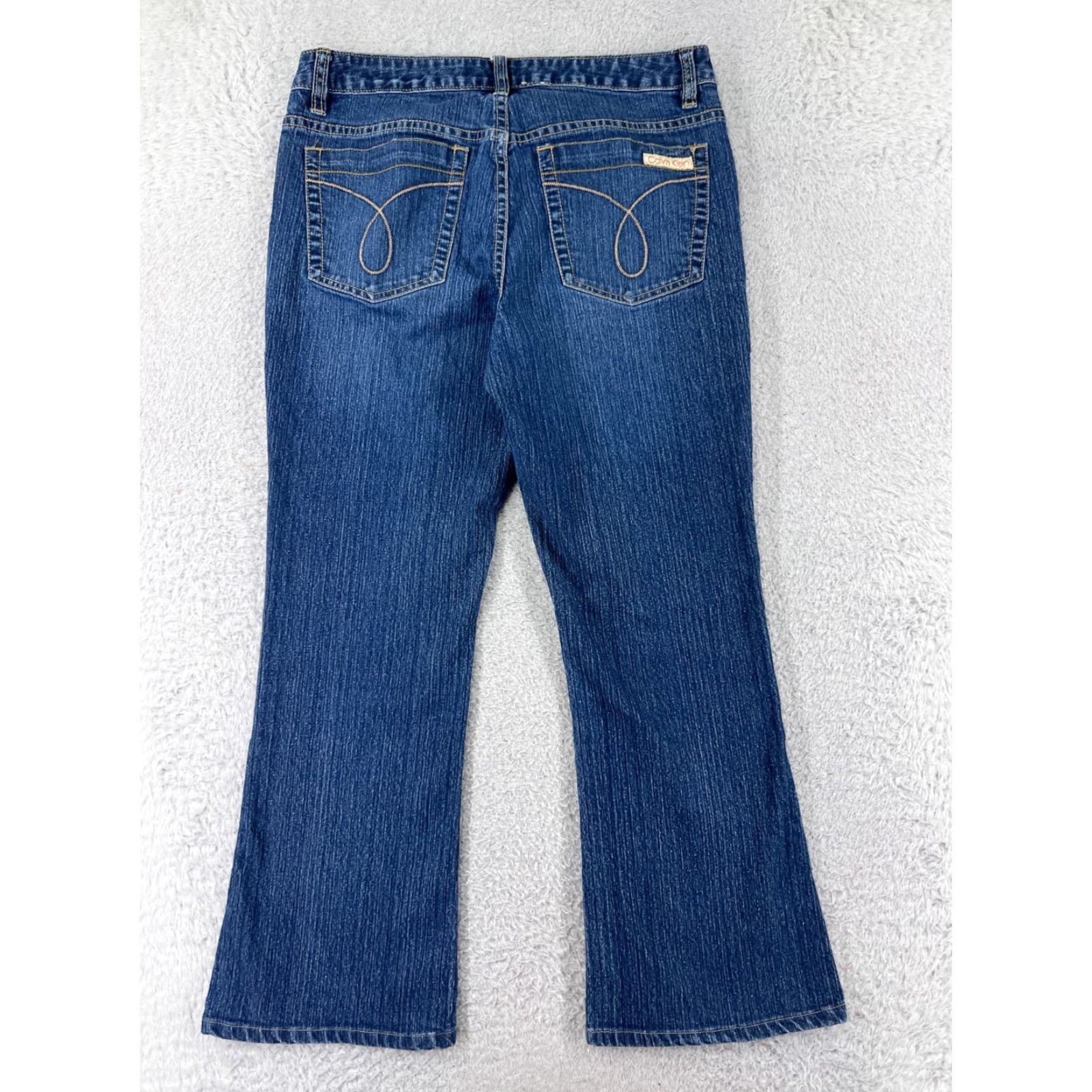 Calvin Klein Calvin Klein Women's Flared Jeans 8 Medium Wash Denim Cotton Zipper Distressed 27x31 Made in Bangladesh Size 30" / US 8 / IT 44 - 2 Thumbnail