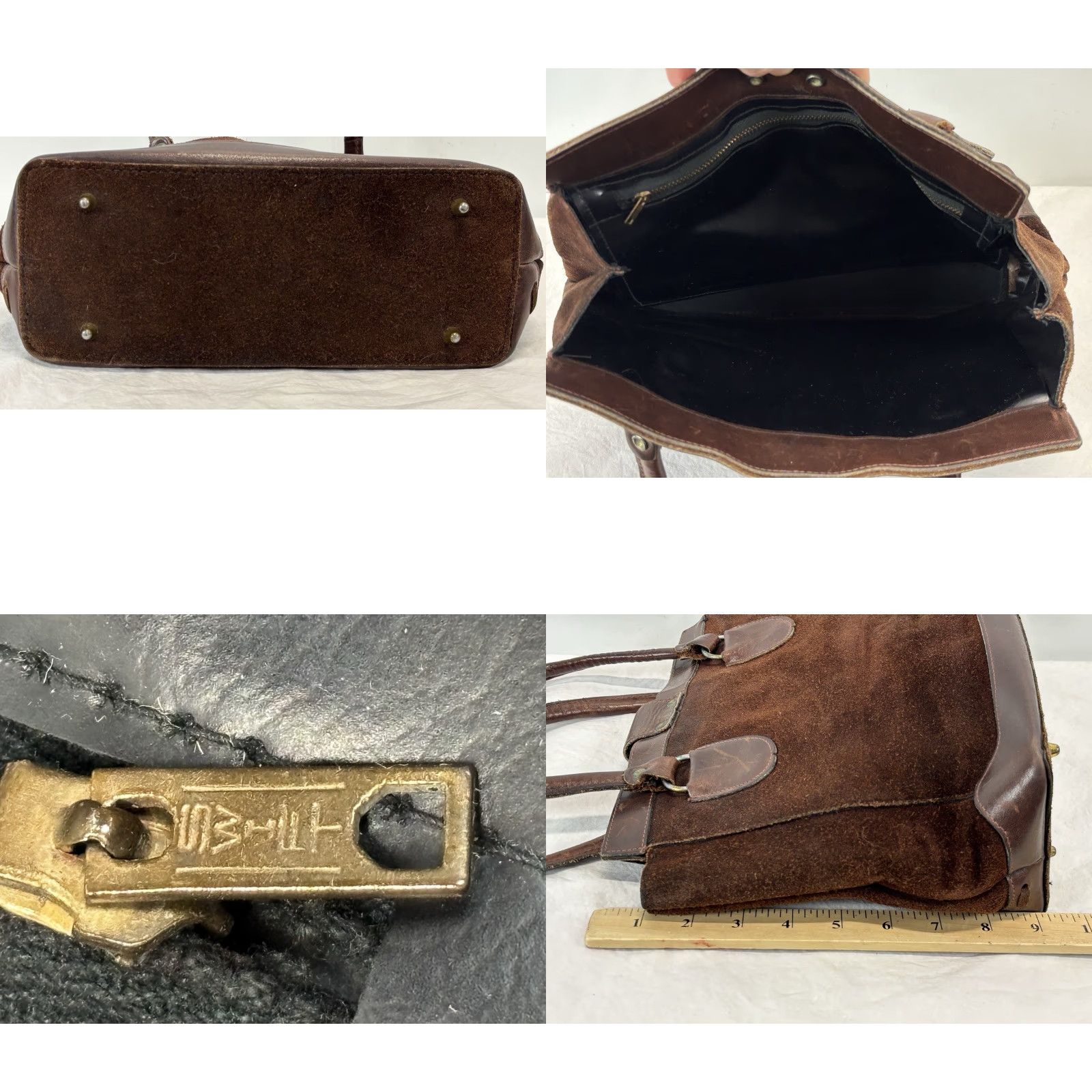 CHOCOOLATE VINTAGE Chocolate Brown Suede & Leather Shoulder Bag Purse 50s Swift Metal Zipper Purse Women Leather Bag Purse Brown Zipper 50s Mens? Size ONE SIZE - 8 Thumbnail