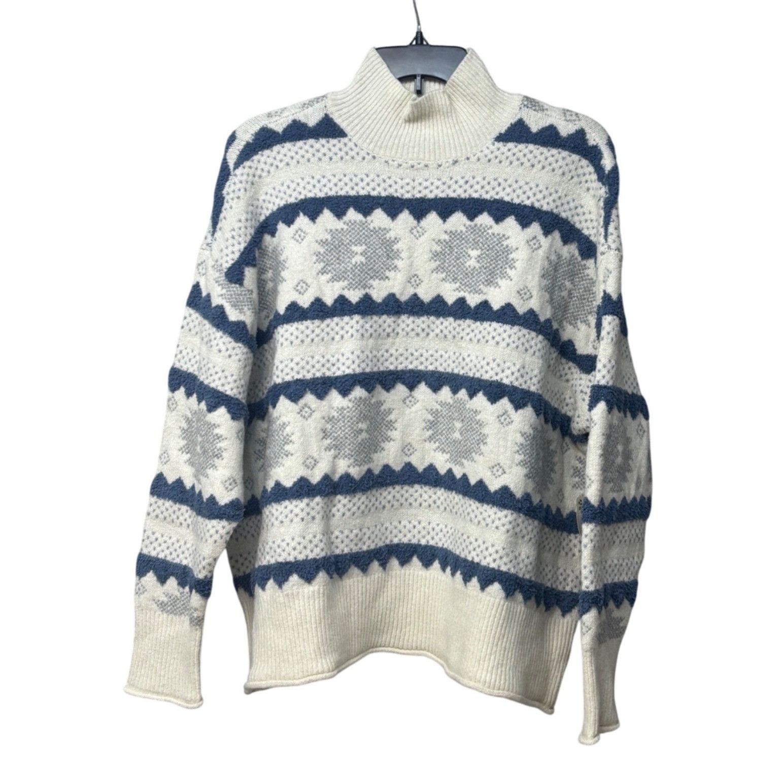 Other a.n.a. Mock Neck Textured Nordic Sweater, Whisper Pattern, S Size ONE SIZE - 1 Thumbnail