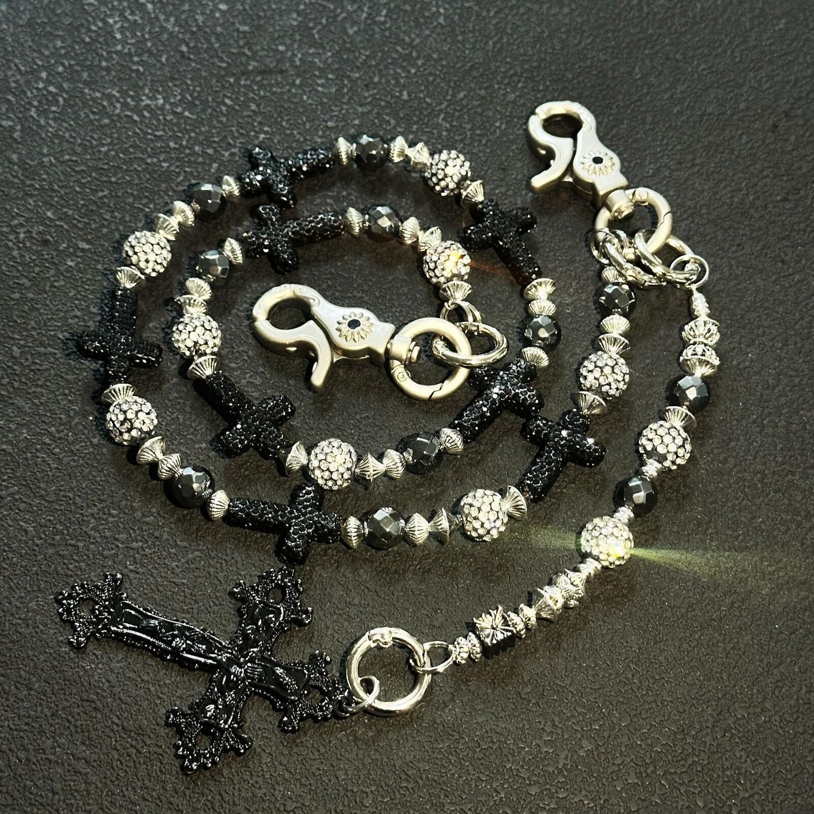 Jewelry Crystal Cross Bead Chain | Rhinestone Punk Street Size ONE SIZE - 3 Thumbnail