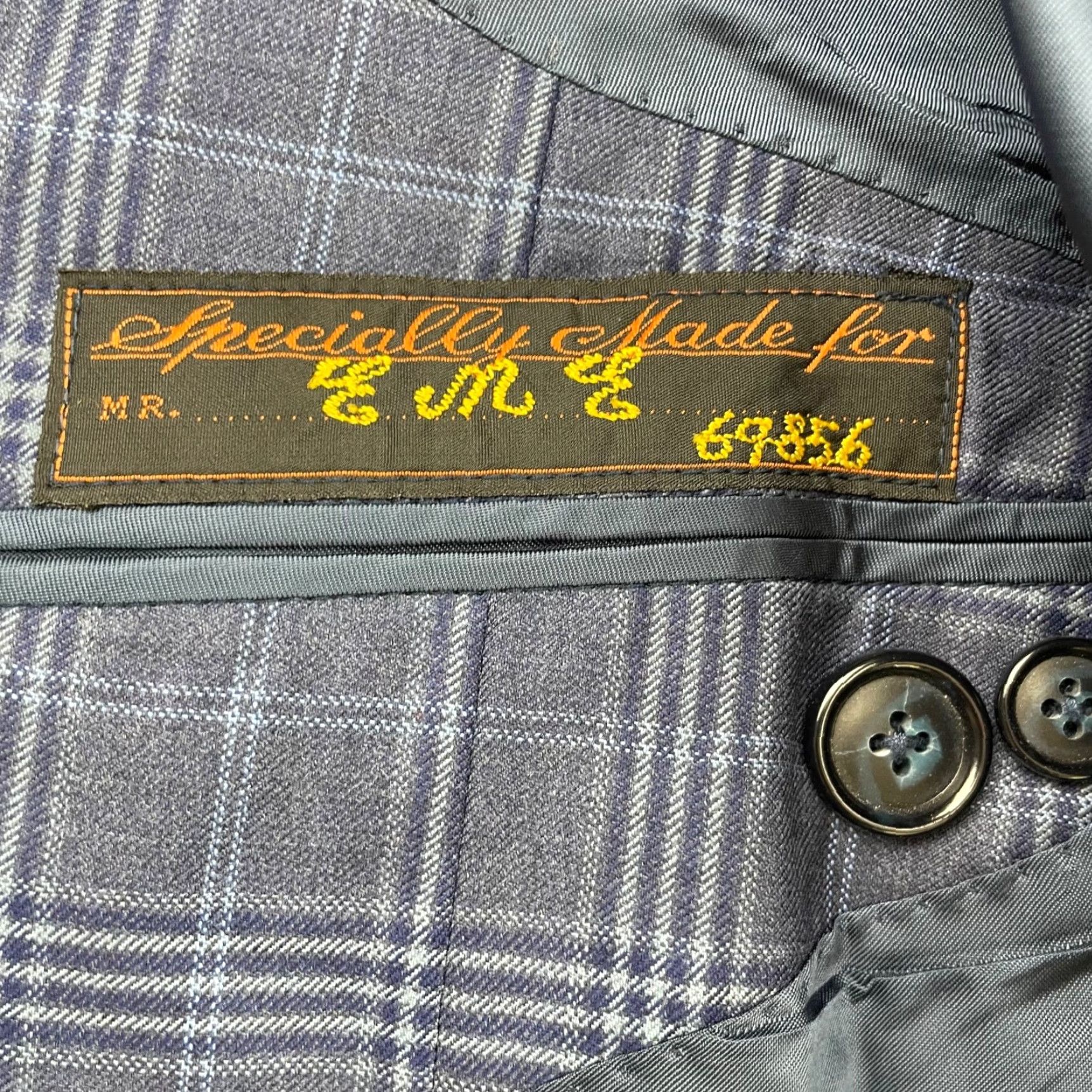 BREDA Bespoke Pete Fashions Blazer Jacket Navy Blue Plaid 42 Regular 100% Wool 2-Button Notch Lapel Mens Blazer Jacket Front Button Style: Two-Button Size 42R - 7 Thumbnail