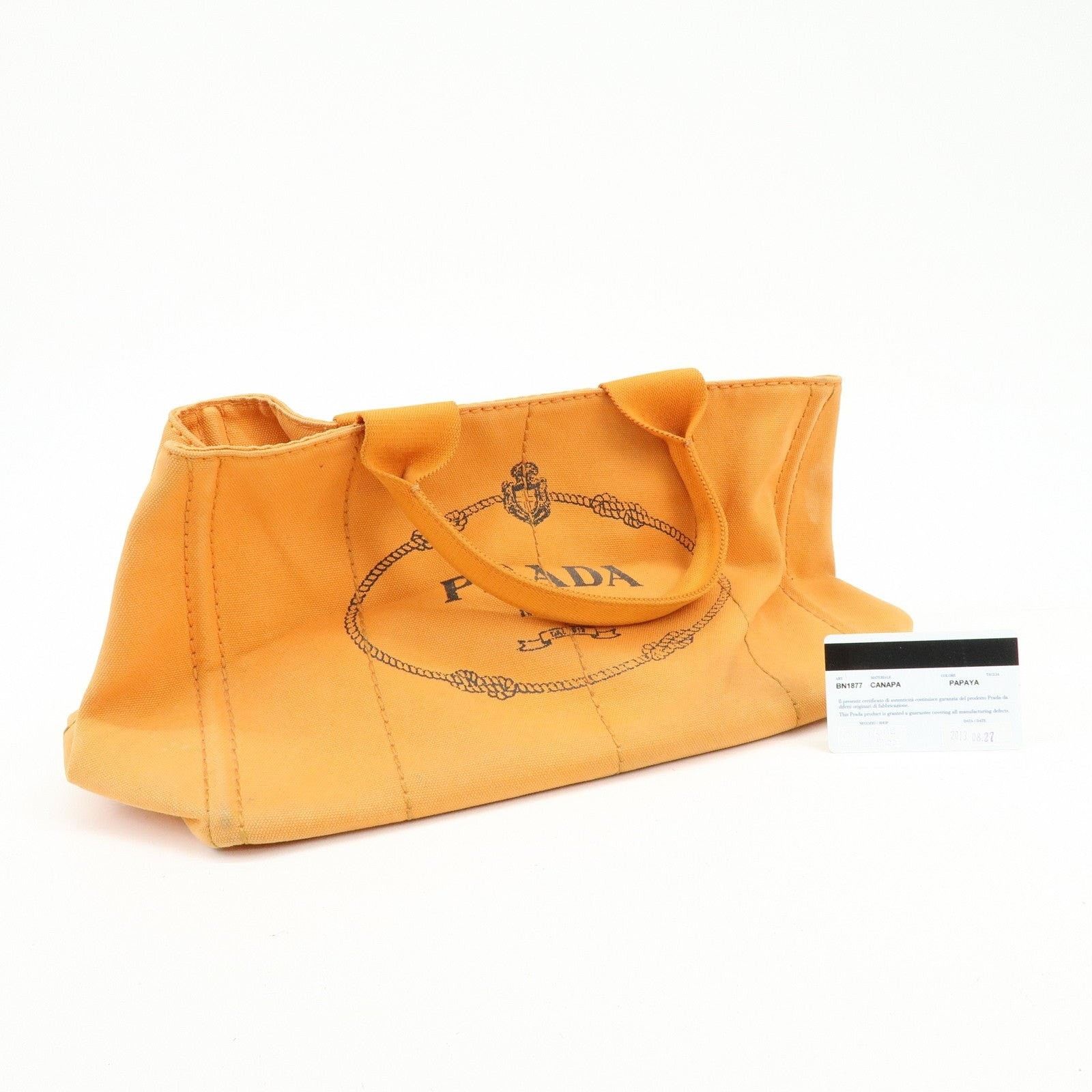 Prada Prada Canapa Tote Canvas Orange Size ONE SIZE - 8 Thumbnail