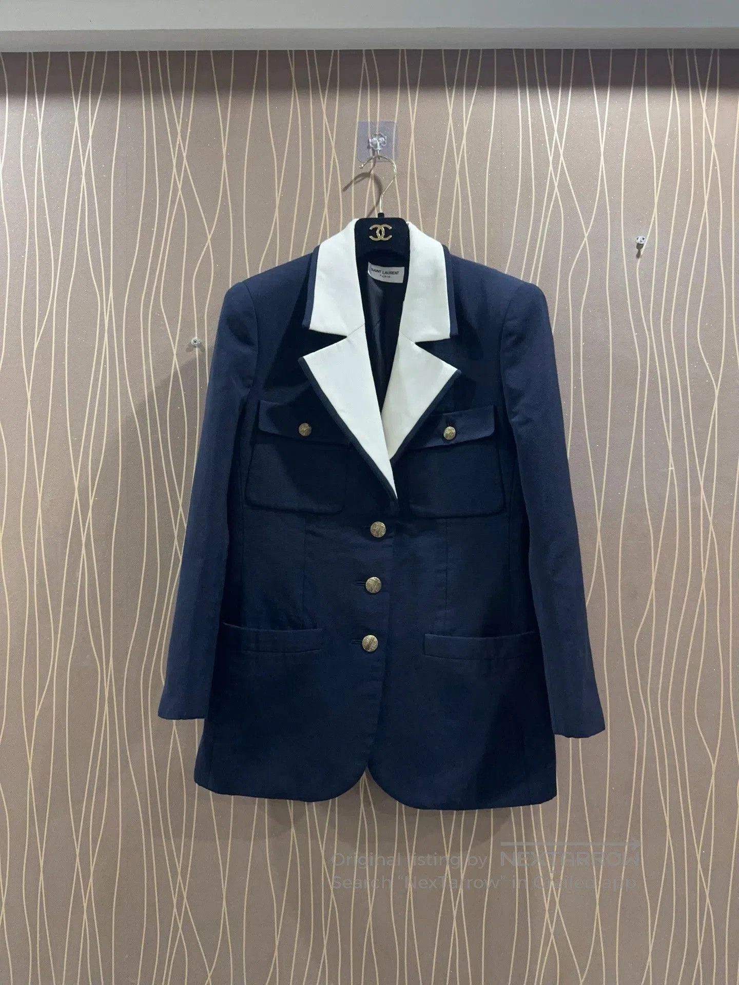 Saint Laurent Paris Saint Laurent Navy Gold Button Blazer. Size US XXS / EU 40 - 1 Thumbnail