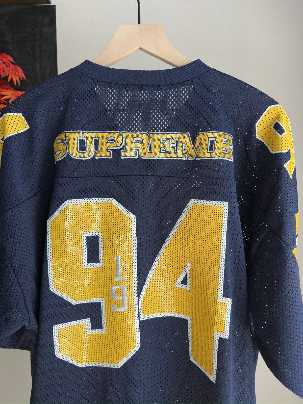 Supreme Sequin Football Jersey Navy Size US XL / EU 56 / 4 - 4 Thumbnail