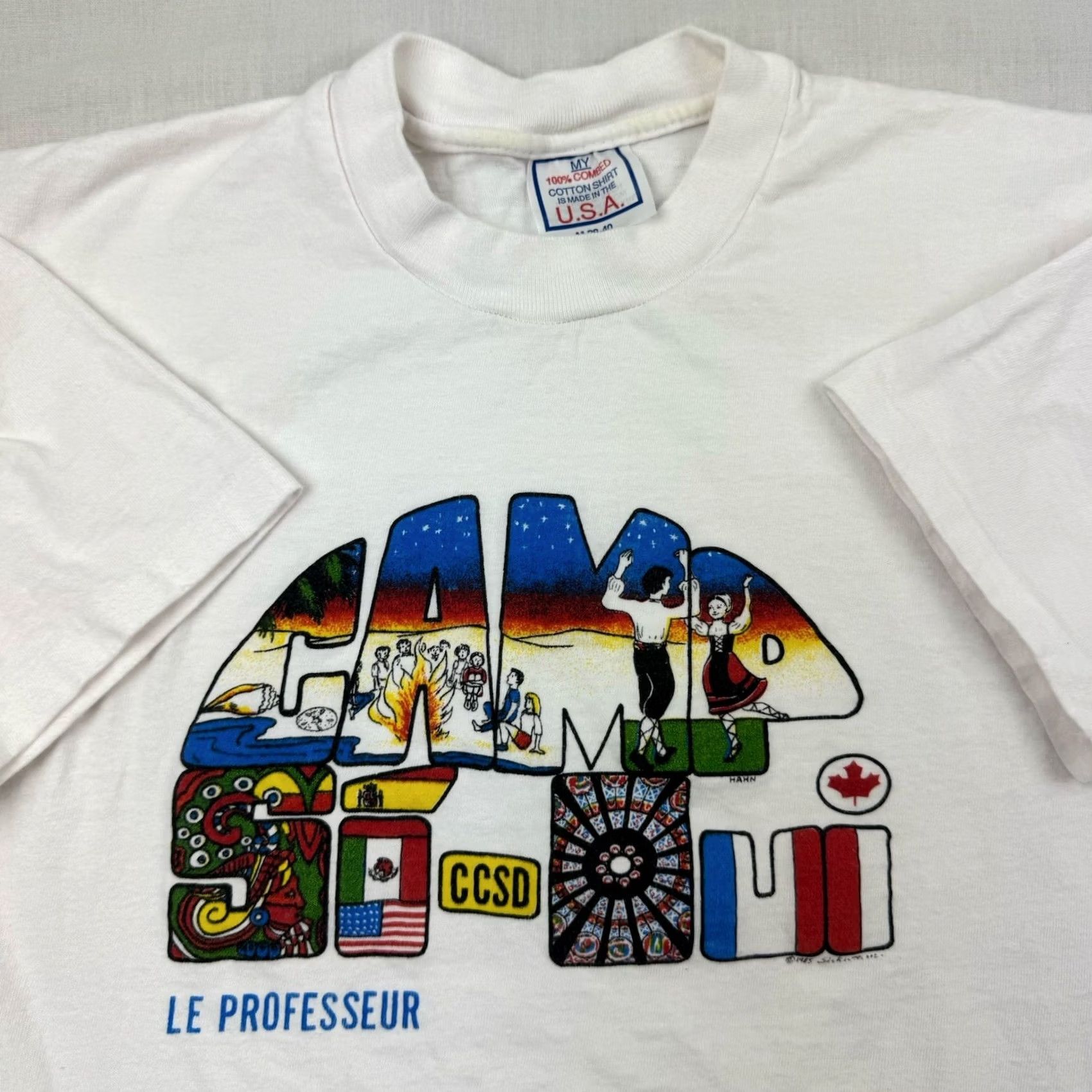 Vintage VINTAGE French Camp T Shirt Adult Medium 80s Outdoor Le Professeur Size US M / EU 48-50 / 2 - 2 Thumbnail