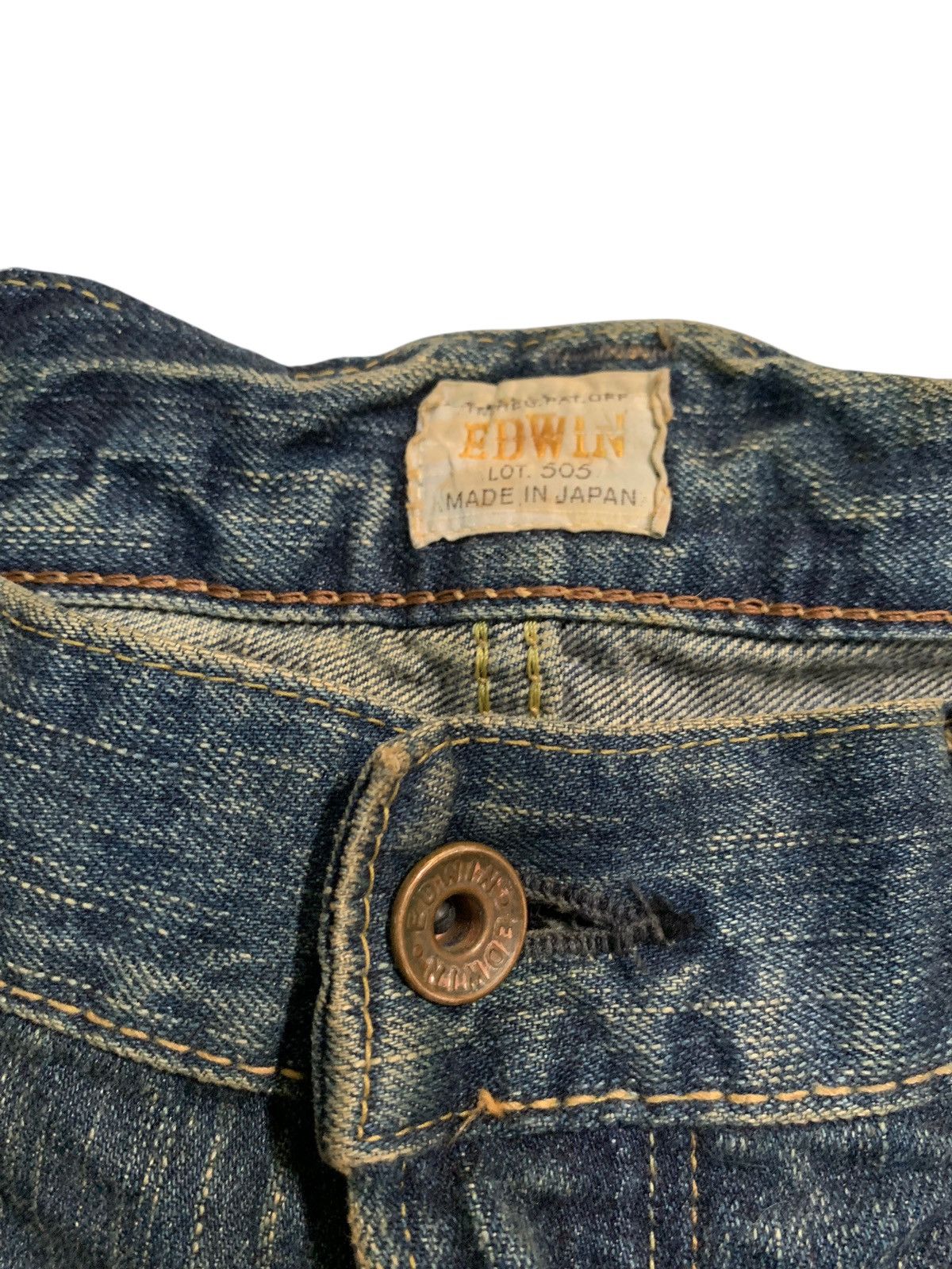 Kapital VINTAGE EDWIN 505Z BAGGY SELVEDGE RUSTY DISTRESSED DENIM Size US 35 - 13 Thumbnail