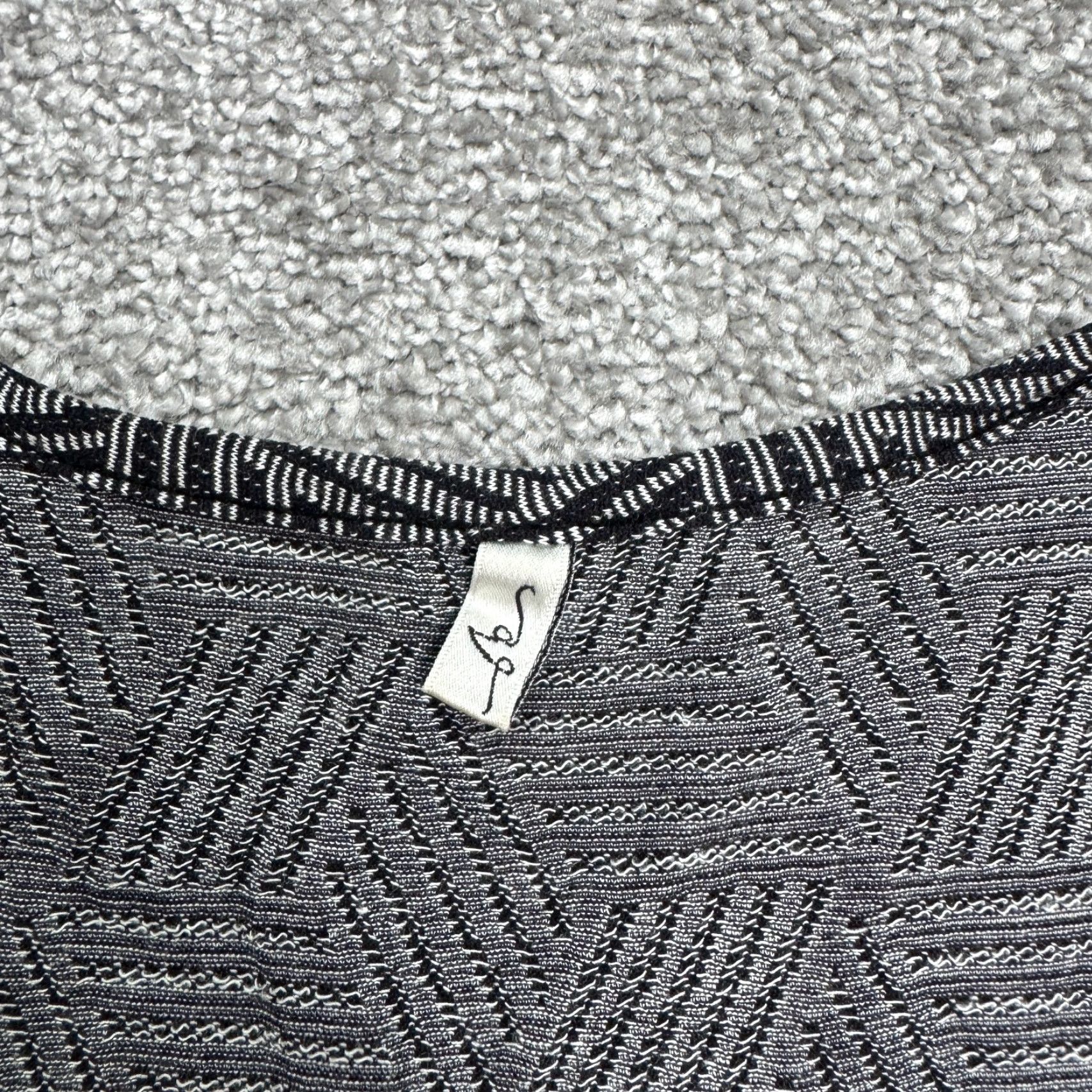 Vintage Vigorella Dress Geometric Knit A-Line Shift - Scoop Neck, Pockets - Womens S/M Gray Size S / US 4 / IT 40 - 5 Thumbnail