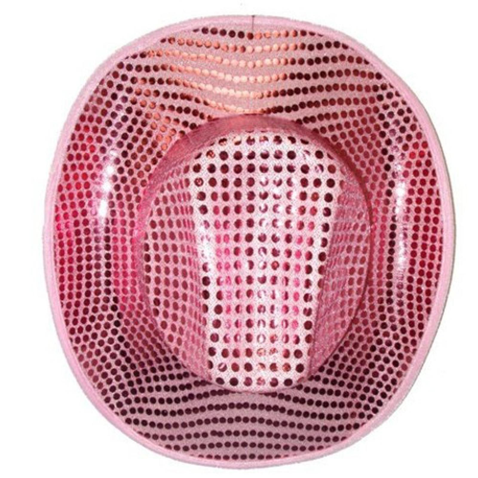 Designer Sequin Fabric Cowboy/Cowgirl Hat LITE PINK Size ONE SIZE - 1 Preview