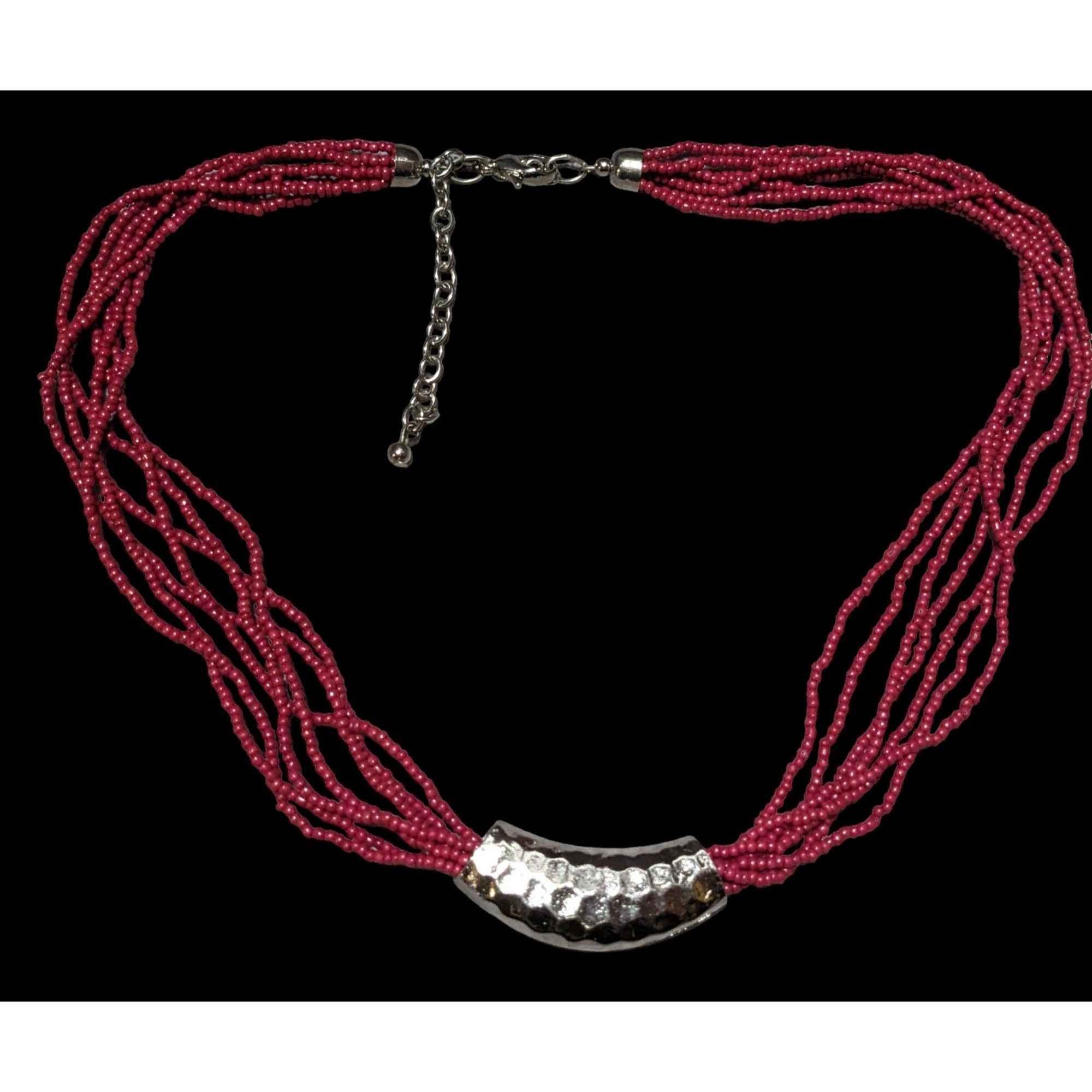 Other Red And Silver Beaded Multistrand Necklace Size ONE SIZE - 1 Thumbnail