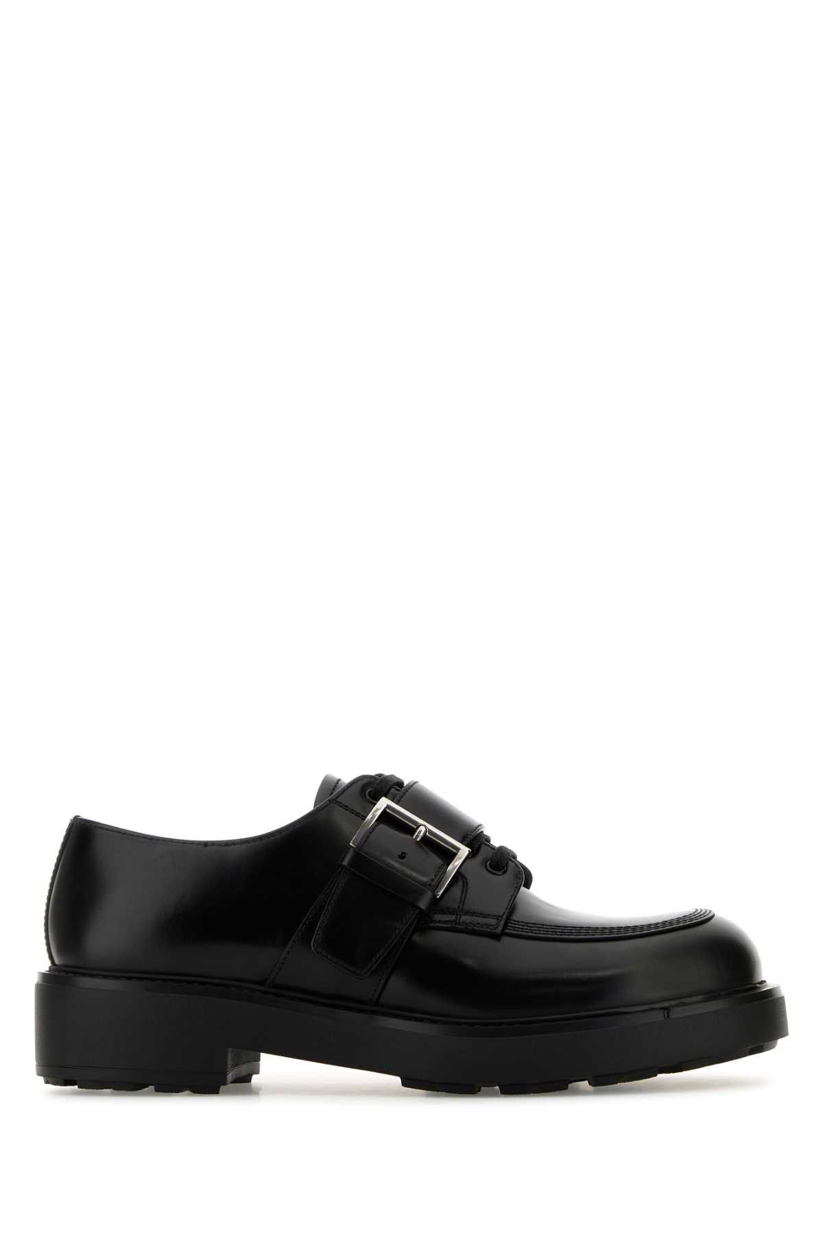 Prada Size 9 Black Silver & Blue Studded Leather Lace-Up  display picture 3