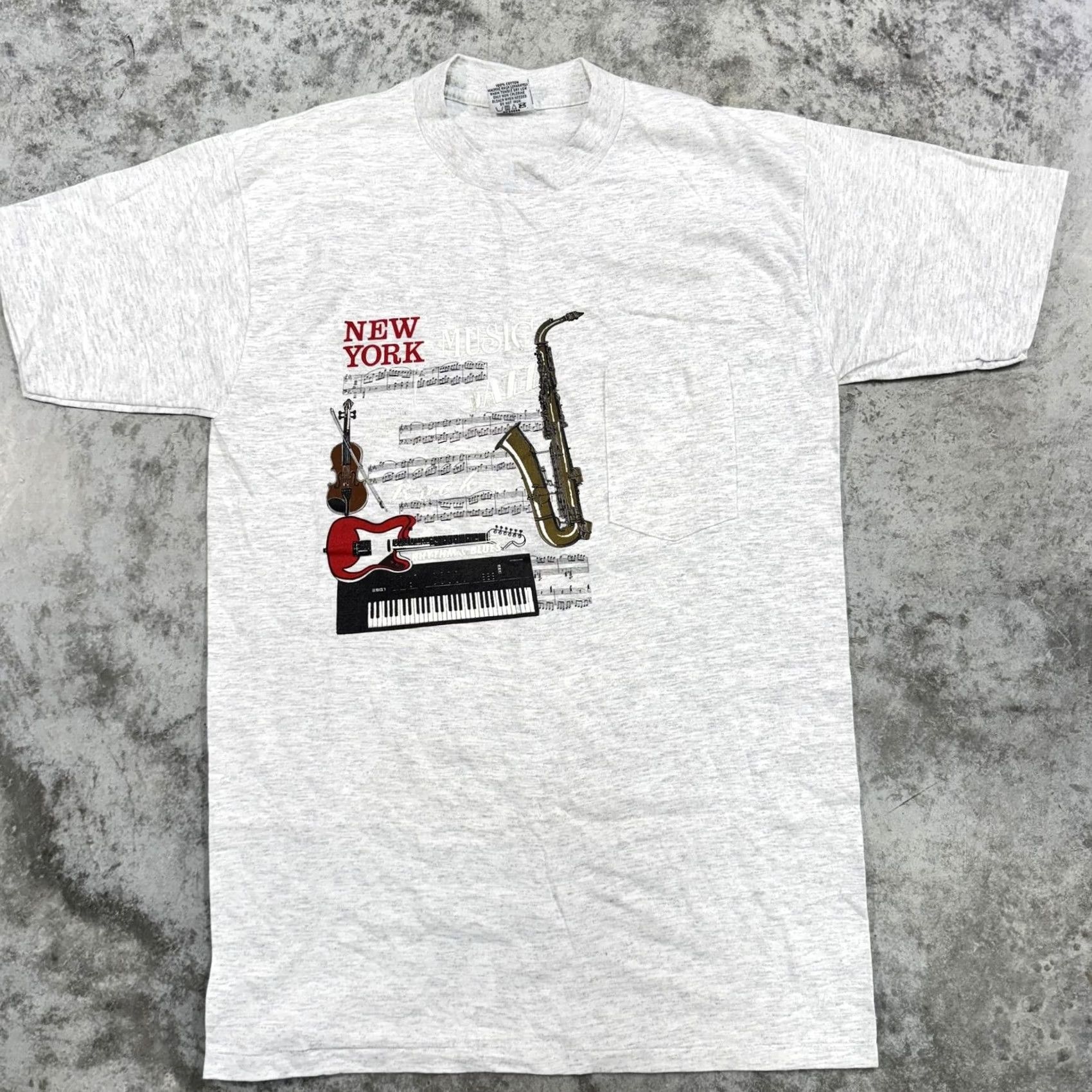 Rhythm VINTAGE New York Music Shirt Mens L Gray 90s Cotton Crew Neck Short Sleeve Graphic Print Jazz Rock Rhythm Blues Made USA-20 20 Mens Size US L / EU 52-54 / 3 - 2 Thumbnail