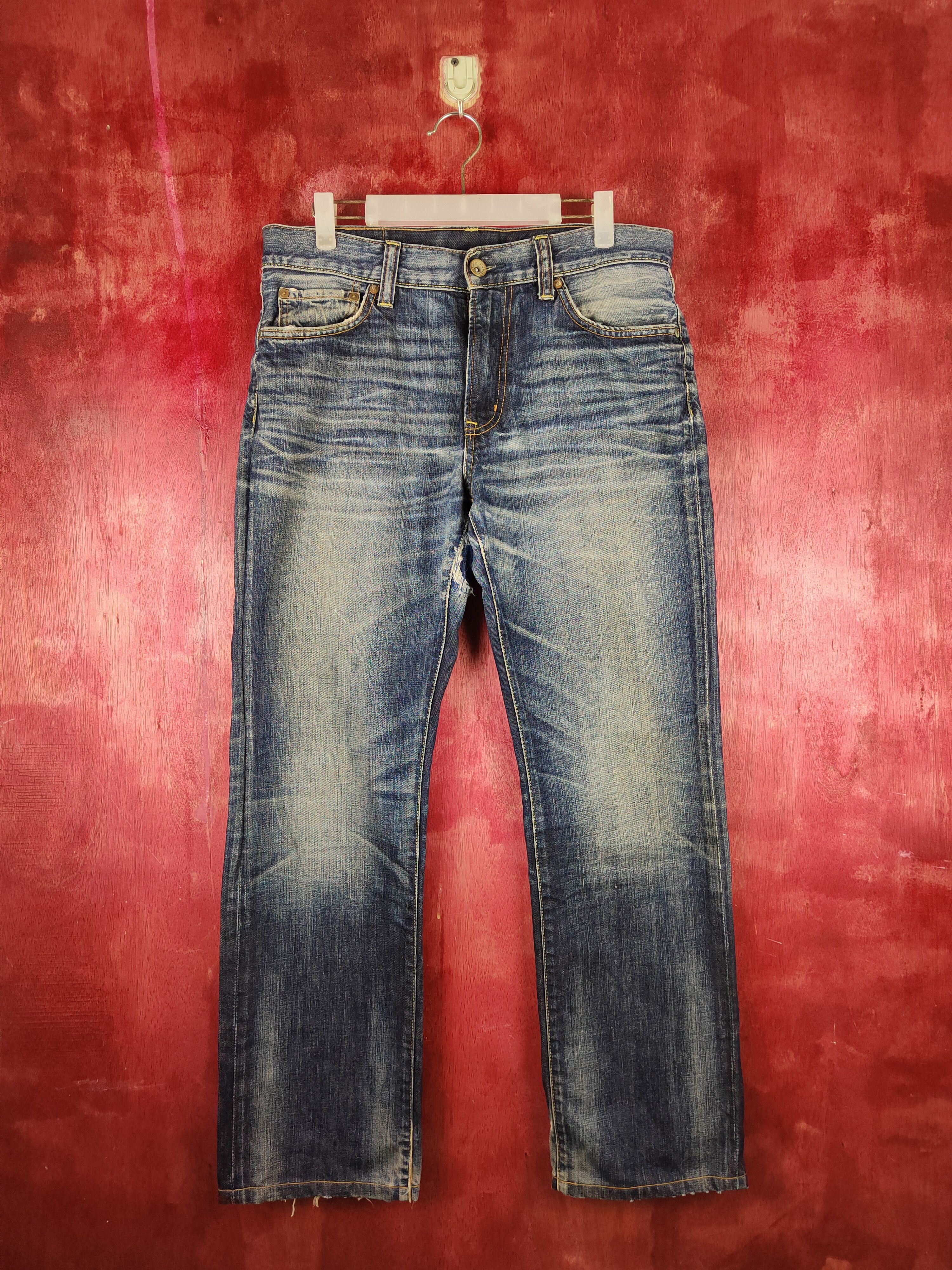 Japanese Brand DL Uniqlo Blue japan vintage distressed Denim Pants #S1261 Size US 32 / EU 48 - 1 Thumbnail