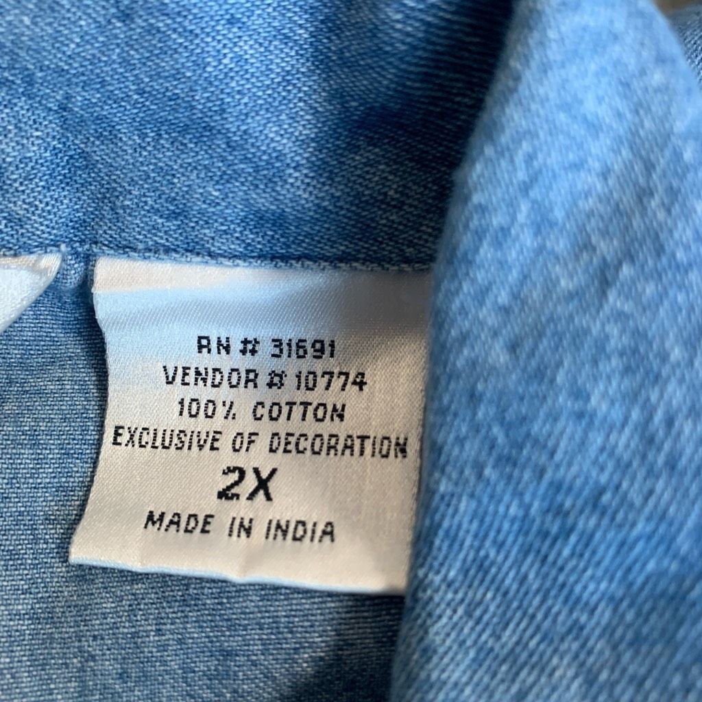 Vintage Upcycled Vintage Victoria Jones Sleeveless Denim Shirt Fring Size XXL / US 16-18 / IT 52-54 - 10 Thumbnail