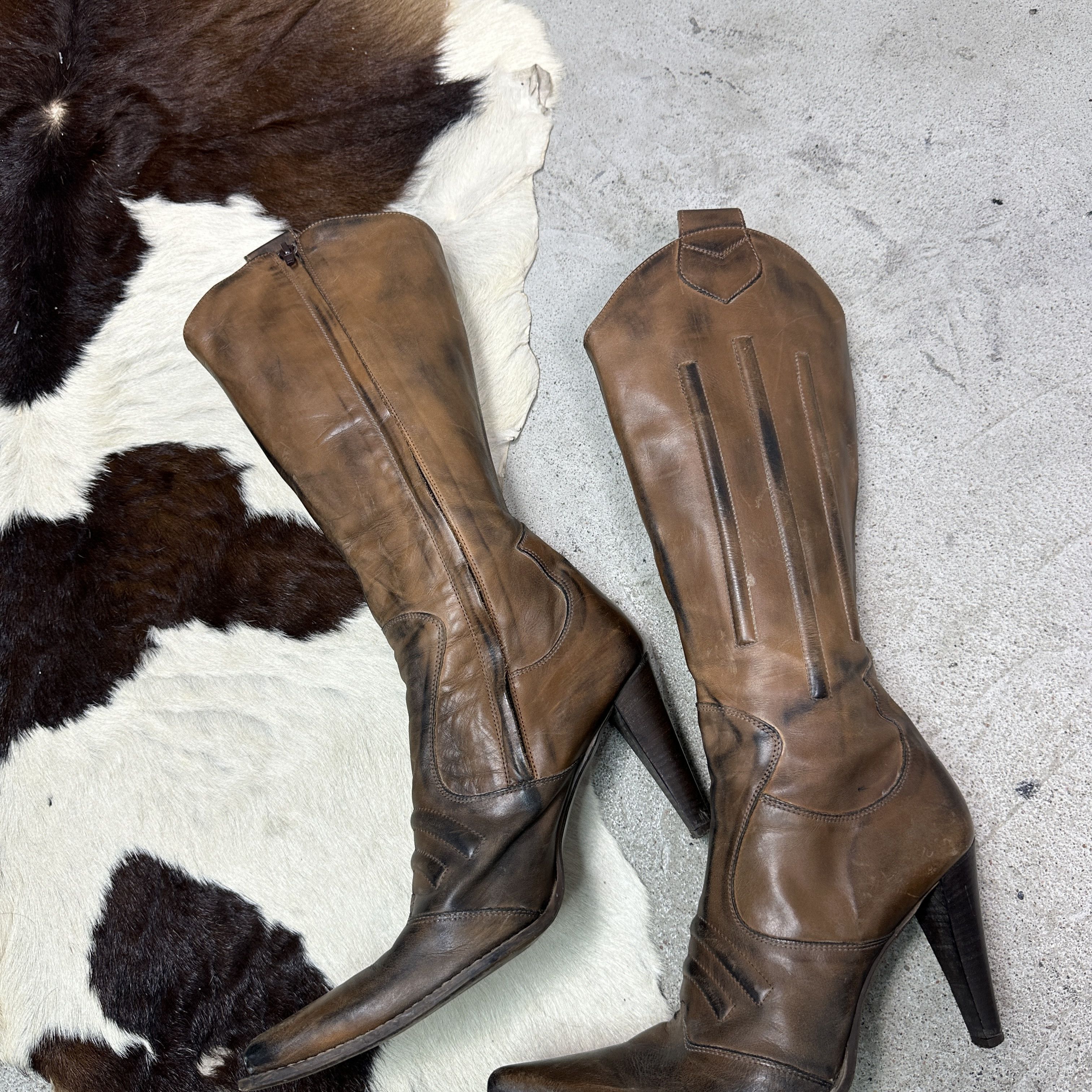 Vintage Vintage Western Pointy Washed Leather Boots Y2K Size US 10 / IT 40 - 8 Thumbnail