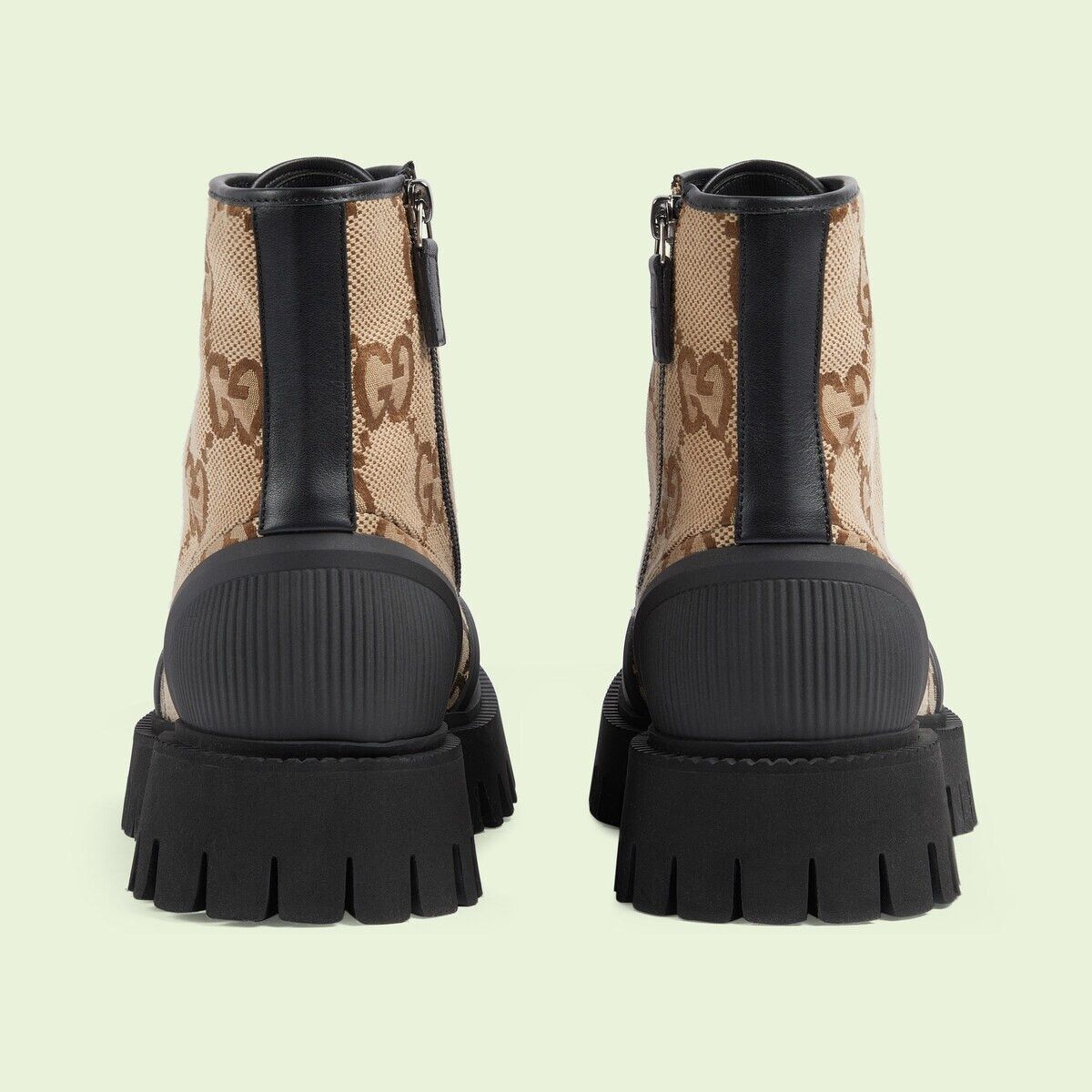 Gucci o1s1wg110225 Maxi GG Lace-Up Boots in Beige/Dark Grey Size US 6 / EU 39 - 4 Thumbnail