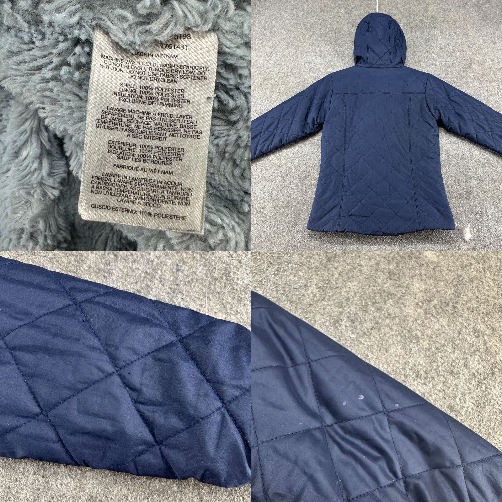 Vintage Columbia Jacket Womens XS Blue Navy Parka Quilted Hooded Sherpa Lined Polyester Jacket Kid: No Size XS / US 0-2 / IT 36-38 - 8 Thumbnail