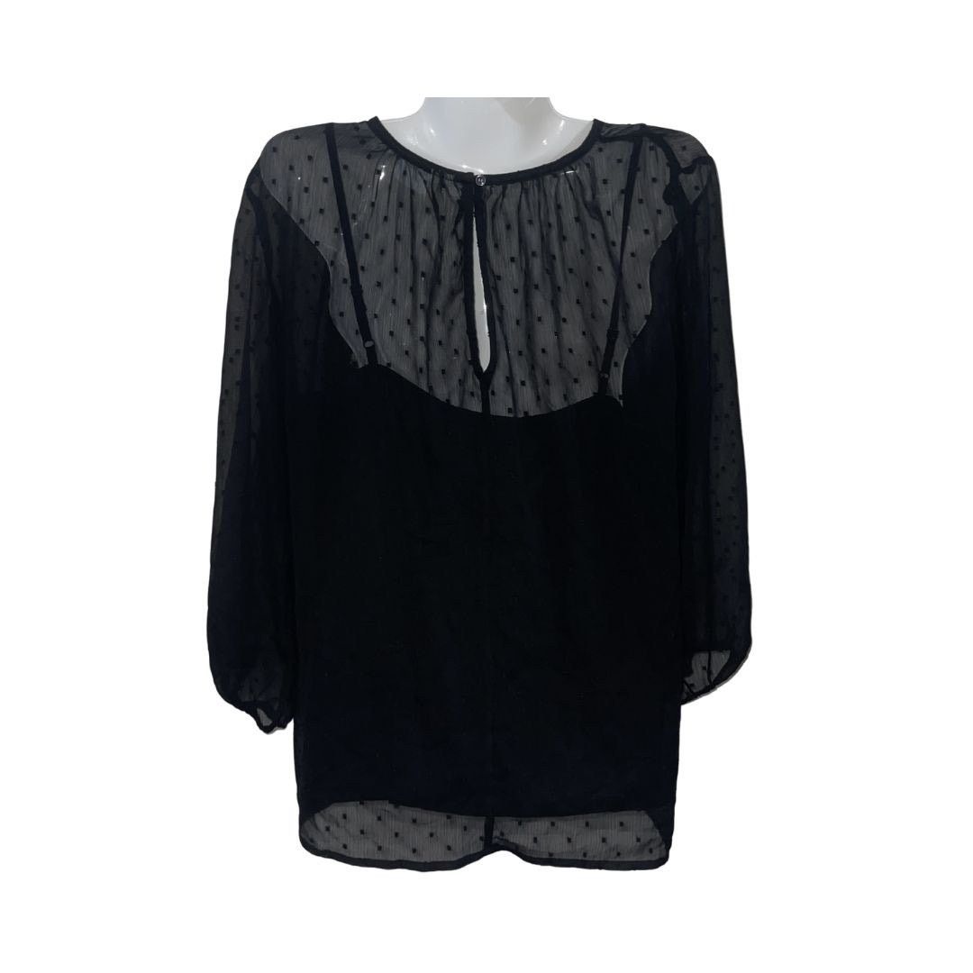 Old Navy Sheer Swiss Pin Dot Blouse Inner Cami large Chic Whimsigoth Size L / US 10 / IT 46 - 2 Thumbnail