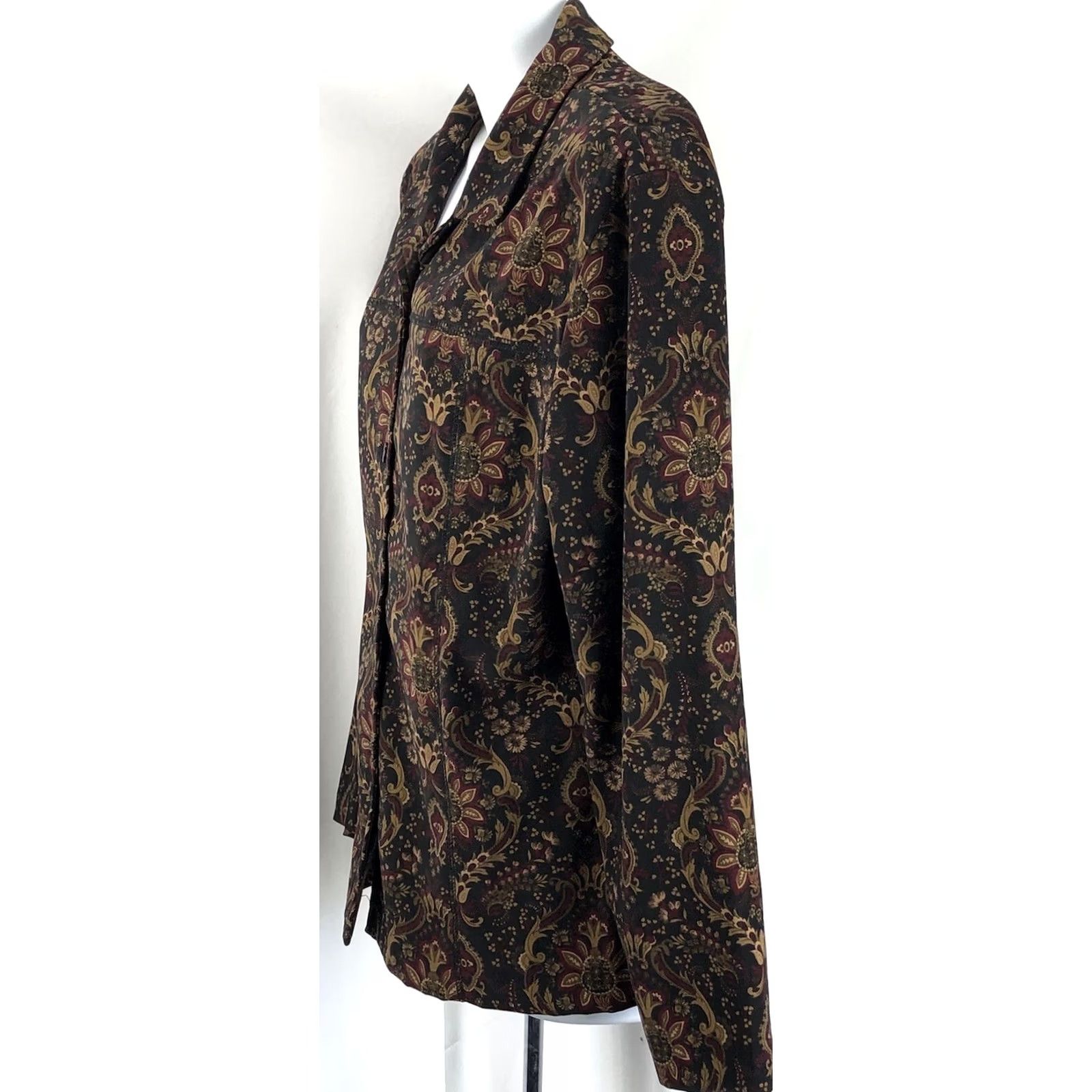Etro Vintage buttonUp top 10 Blk/Red floral longsleeve cottage retro boho hippie Size L / US 10 / IT 46 - 2 Thumbnail