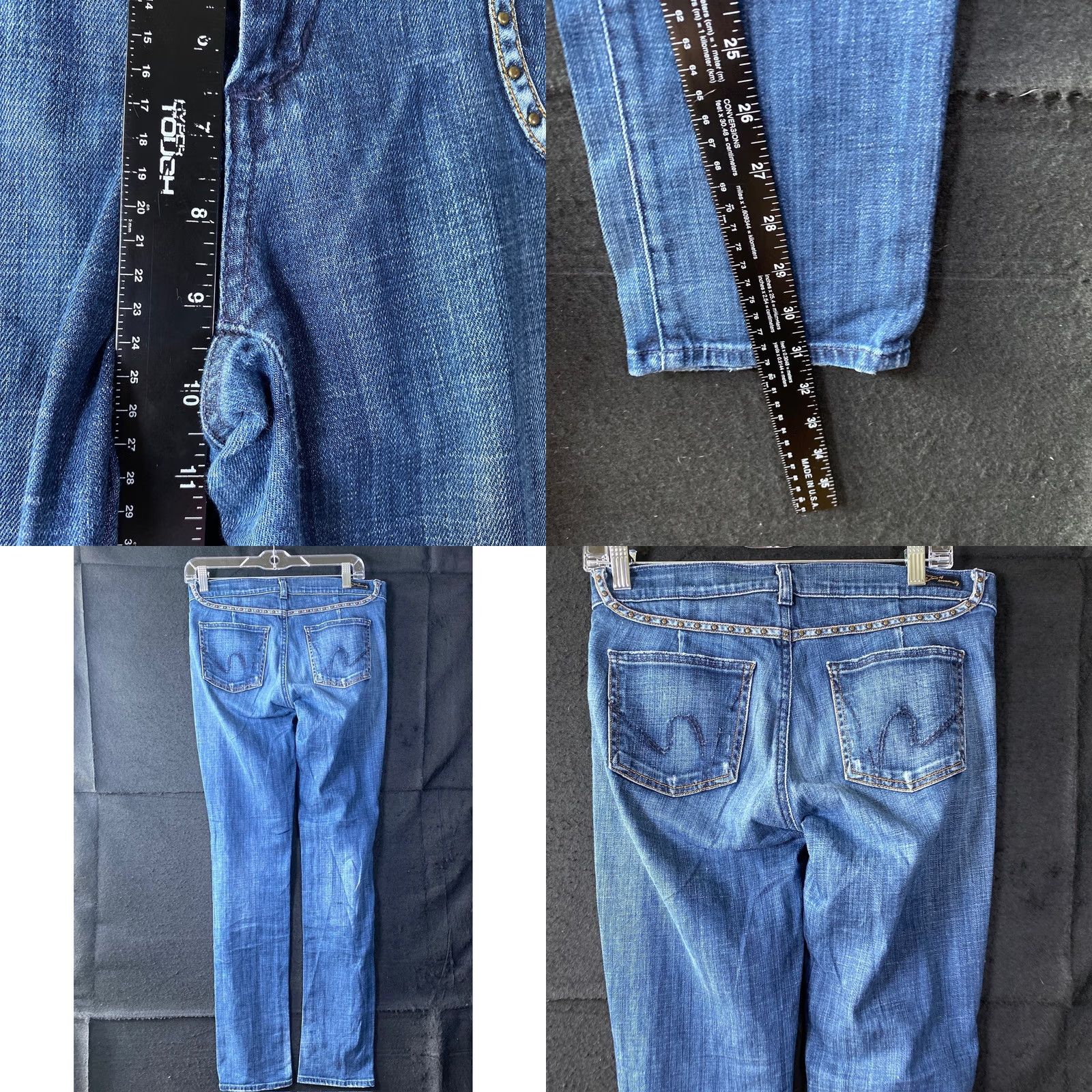 Citizens Of Humanity Citizens Of Humanity Womens Jeans Blue Low Rise Straight Studded Stretch 28 Jeans Women's 28 Blue Studded Straight Mid Rise Casual Womens Size 28" / US 6 / IT 42 - 8 Thumbnail