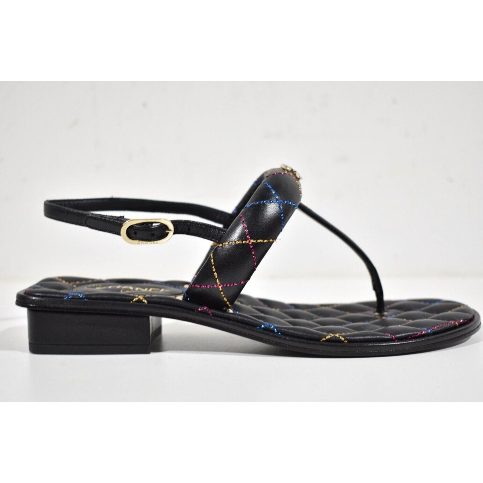 Chanel Chanel 21K Black Multicolor Leather CC Logo Mule Slide Flat Size US 7.5 / IT 37.5 - 2 Thumbnail
