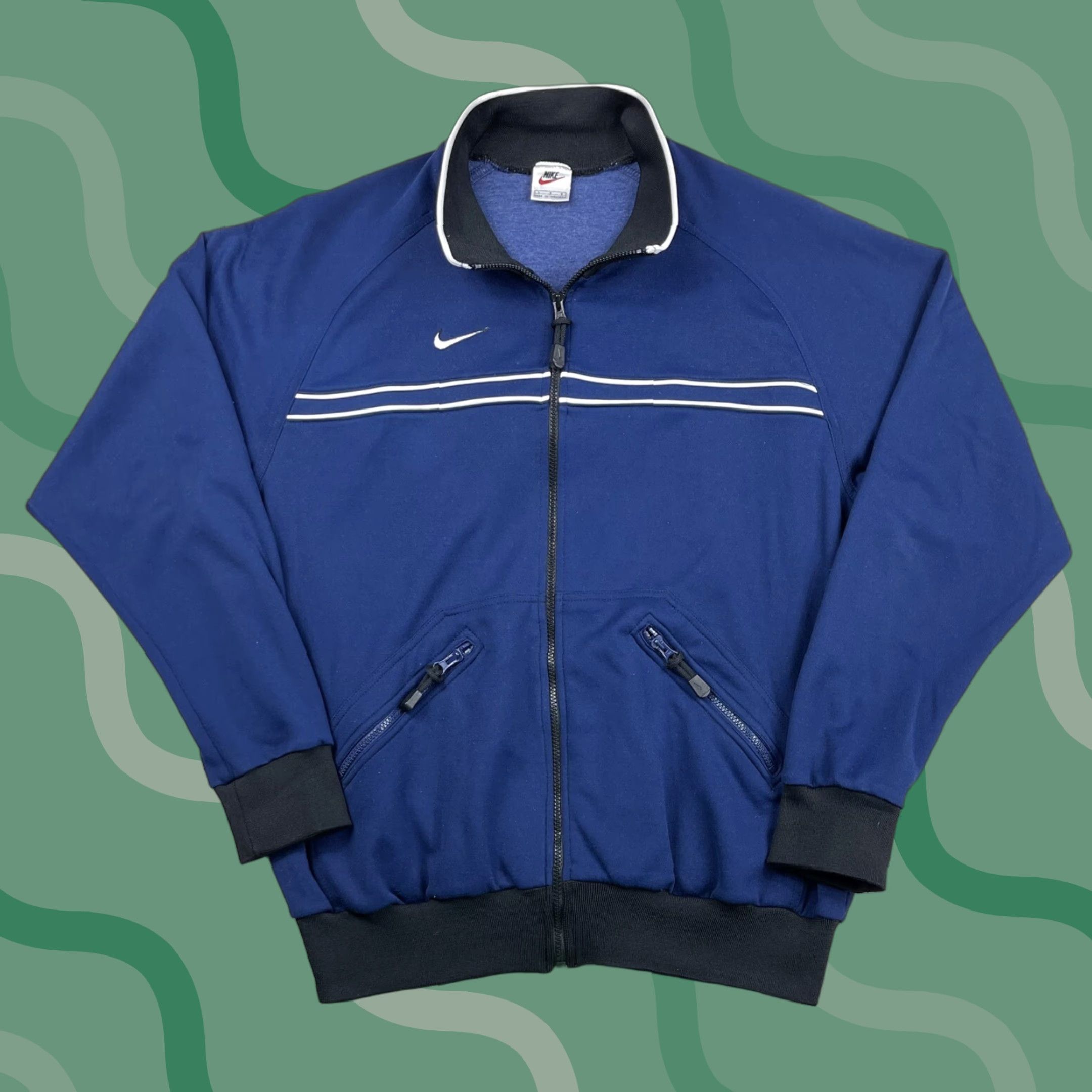 Nike VINTAGE Nike Men Track Jacket L Full Zip Pockets Swoosh Warmup 90s Windbreaker Blue Mens Size US L / EU 52-54 / 3 - 1 Thumbnail