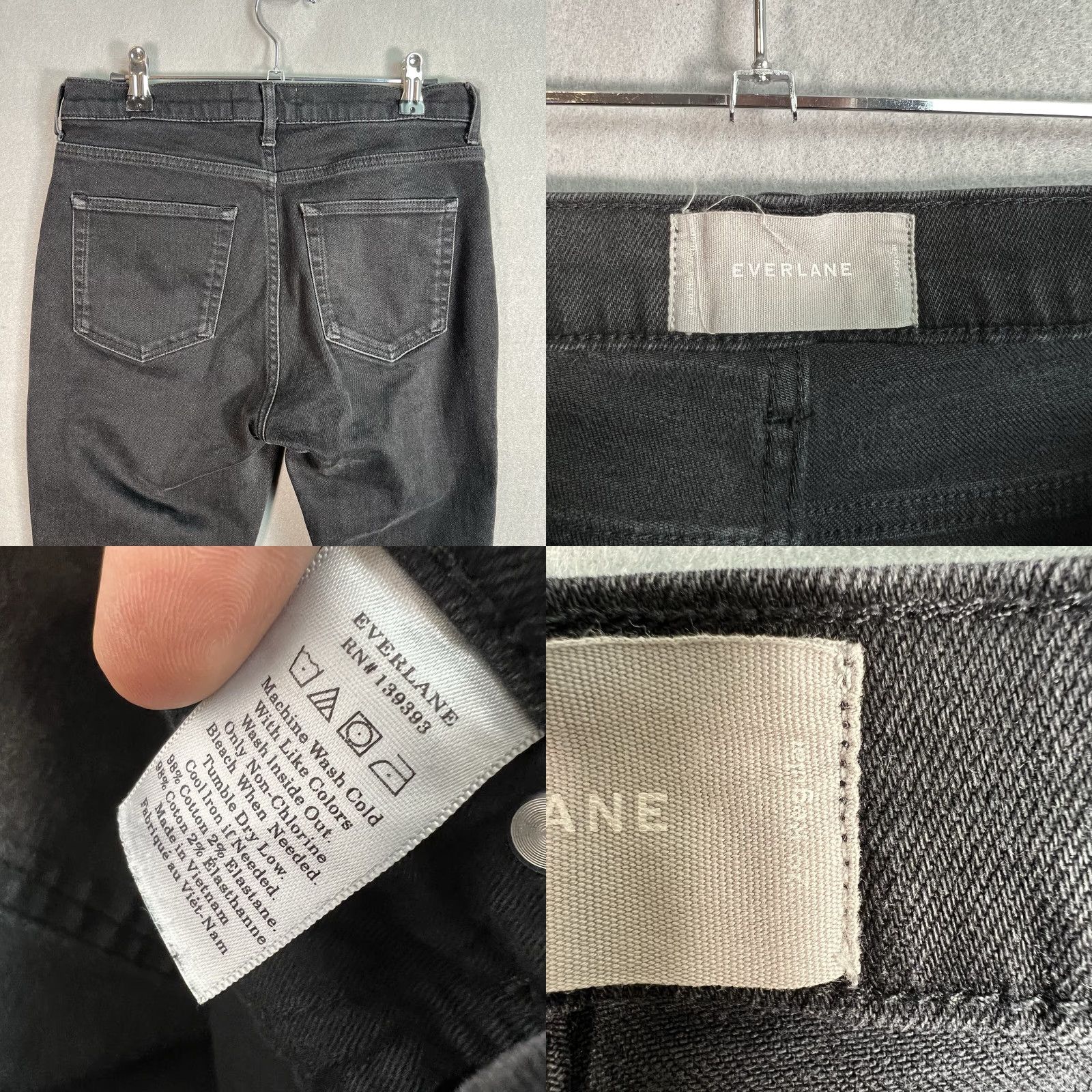 Everlane Everlane Jeans Straight Fit 29 Regular Black Dark Wash Cotton Blend Women Size 29" - 8 Thumbnail
