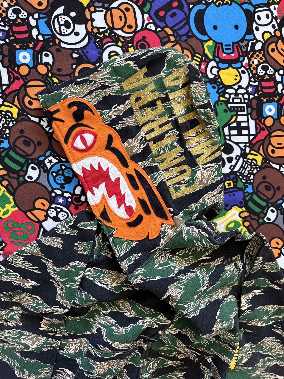 A Bathing Ape Green Camo Tiger Hoodie