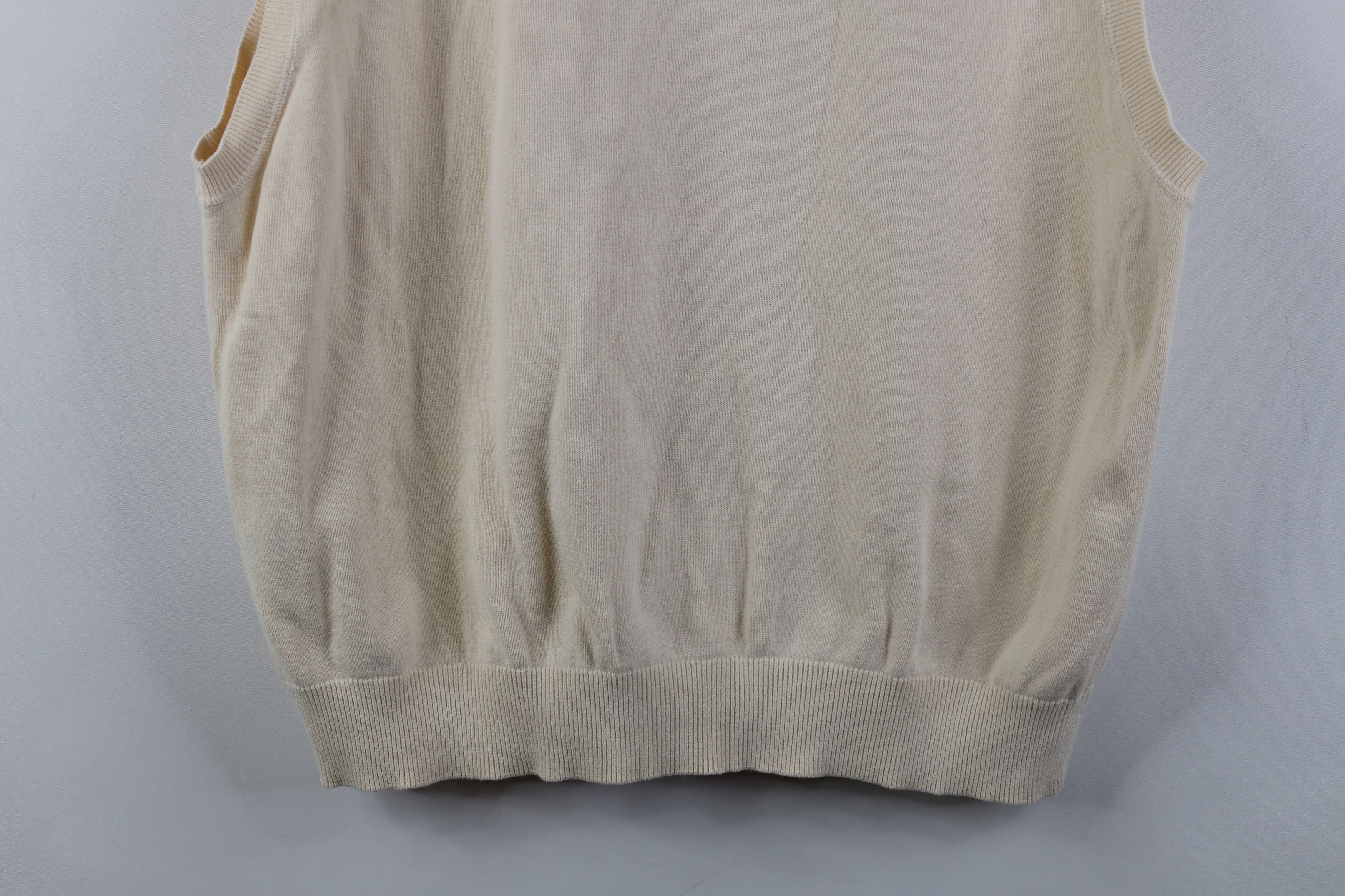 Tommy Hilfiger Vintage 90s Tommy Hilfiger Knit V-Neck Sweater Vest Beige Size US XL / EU 56 / 4 - 11 Thumbnail