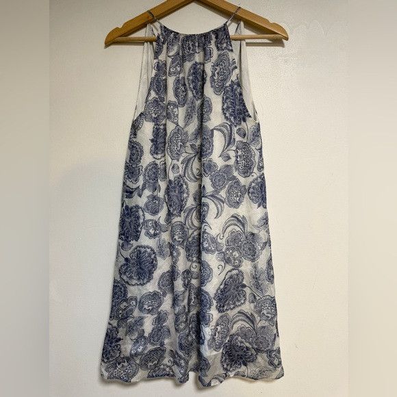 Mango MNG Collection Silk Blue Floral Halter Dress - Size S Size S / US 4 / IT 40 - 2 Thumbnail
