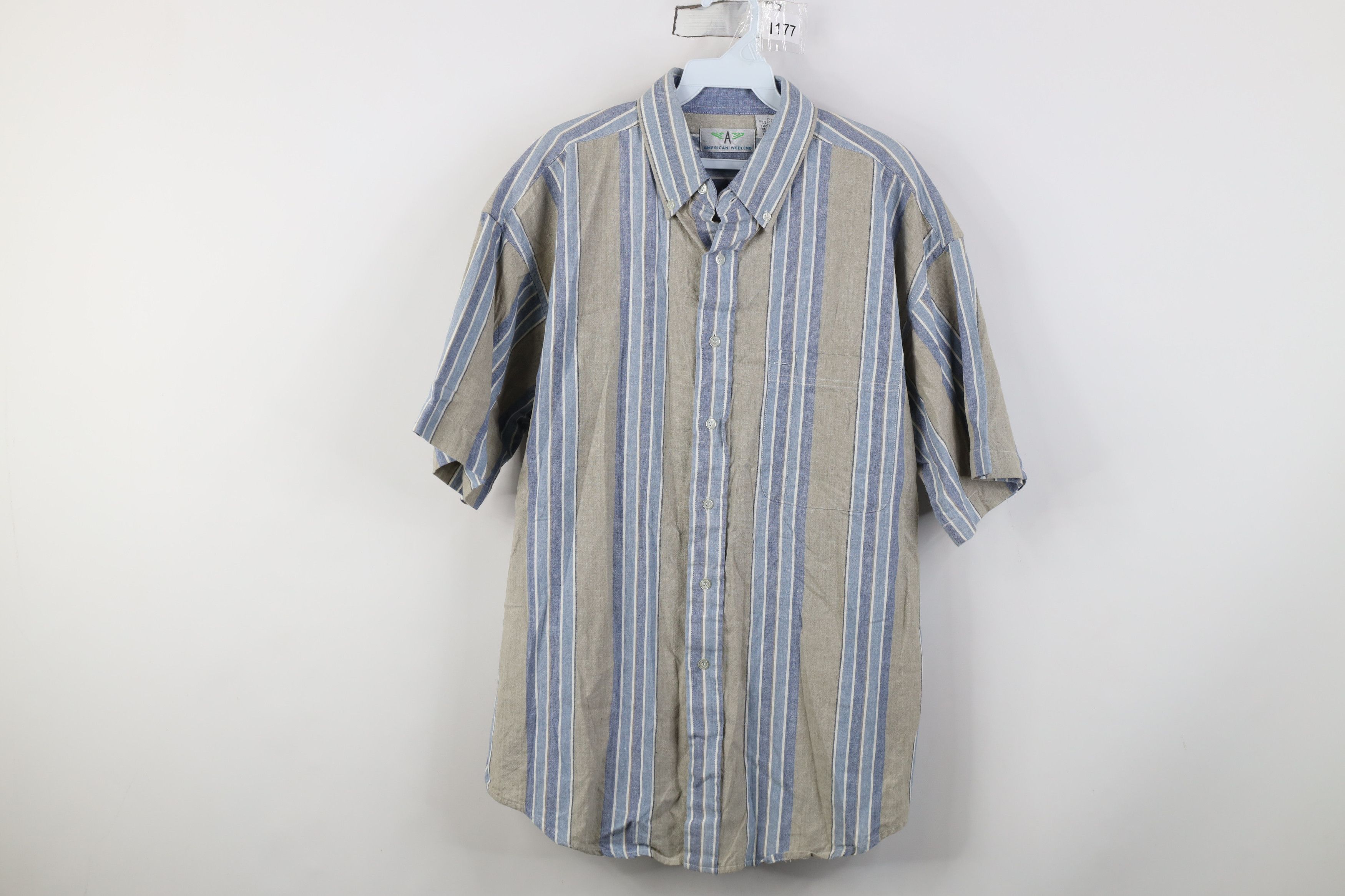 Vintage Vintage 90s Streetwear Block Short Sleeve Button Down Shirt Size US L / EU 52-54 / 3 - 1 Thumbnail