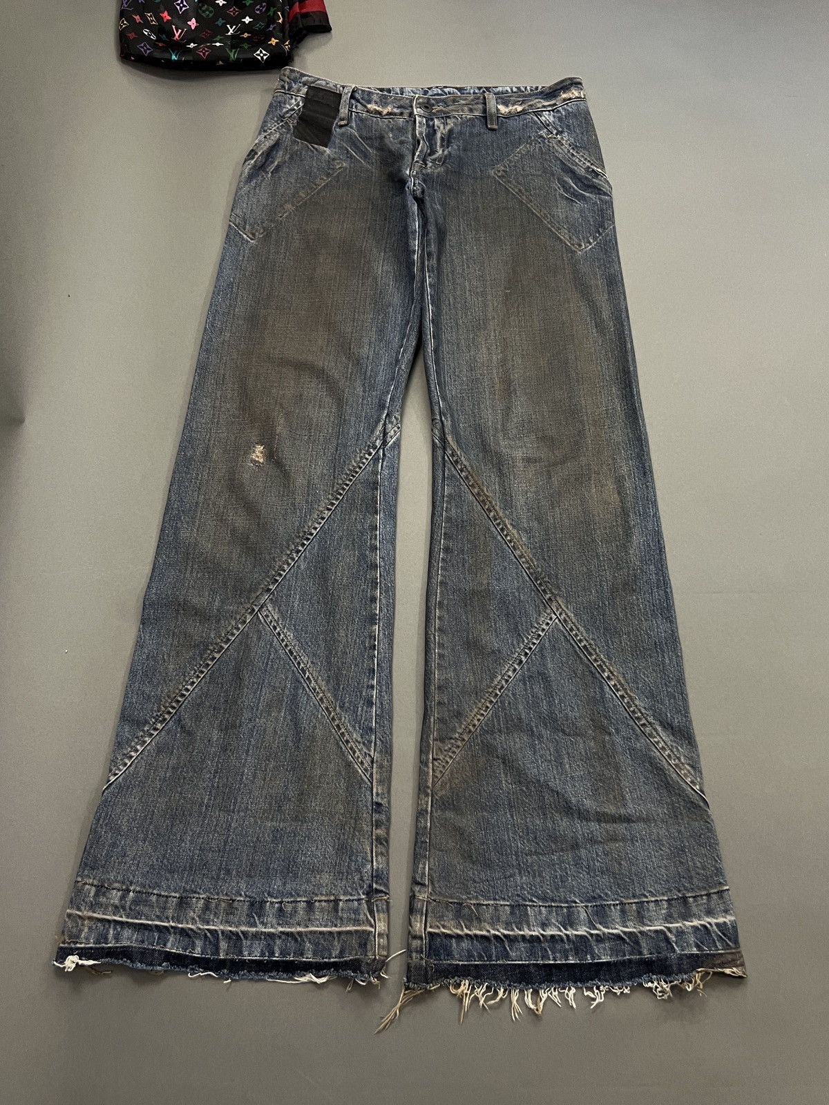 Image of Rick Owens Slab Jeans Twisted Seam Undone Flare in Blue, Men's (Size 33)