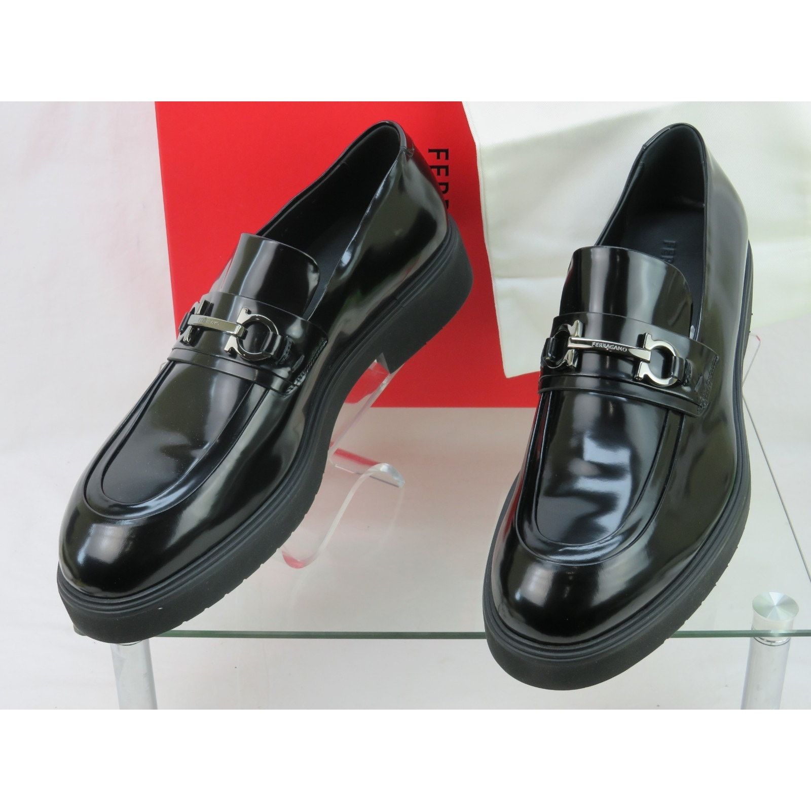 Salvatore Ferragamo FERRAGAMO FIORELLO BLACK PATENT LEATHER GANCINI LOAFERS 9.5 Size US 9.5 / EU 42-43 - 6 Thumbnail