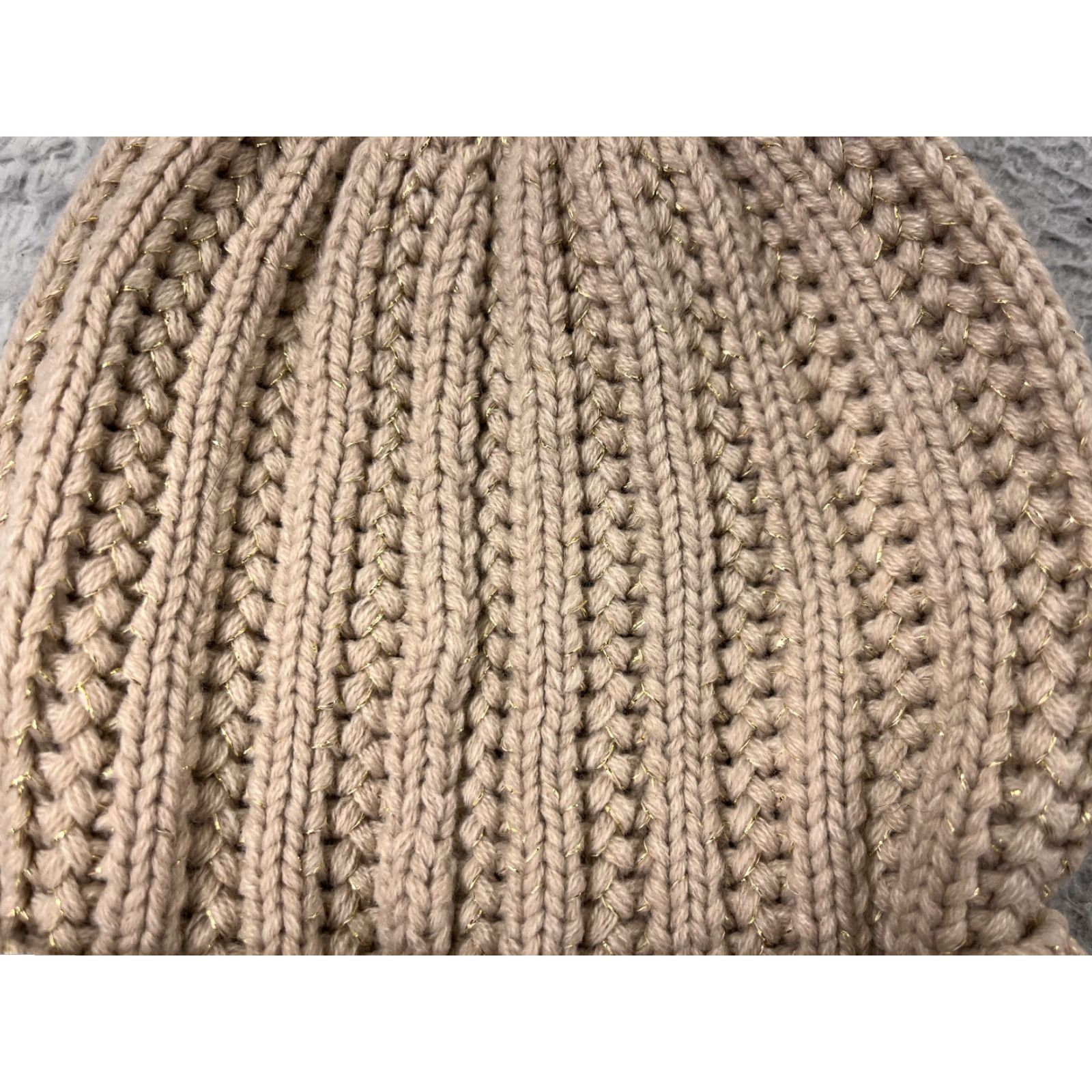 Merona Merona Beanie Toque Hat Adult Women One Size Beige Gold Knit Acrylic Blend Winter Ski Embroidered Logo Beanie Women Ski Theme Vintage: No Size ONE SIZE - 3 Thumbnail