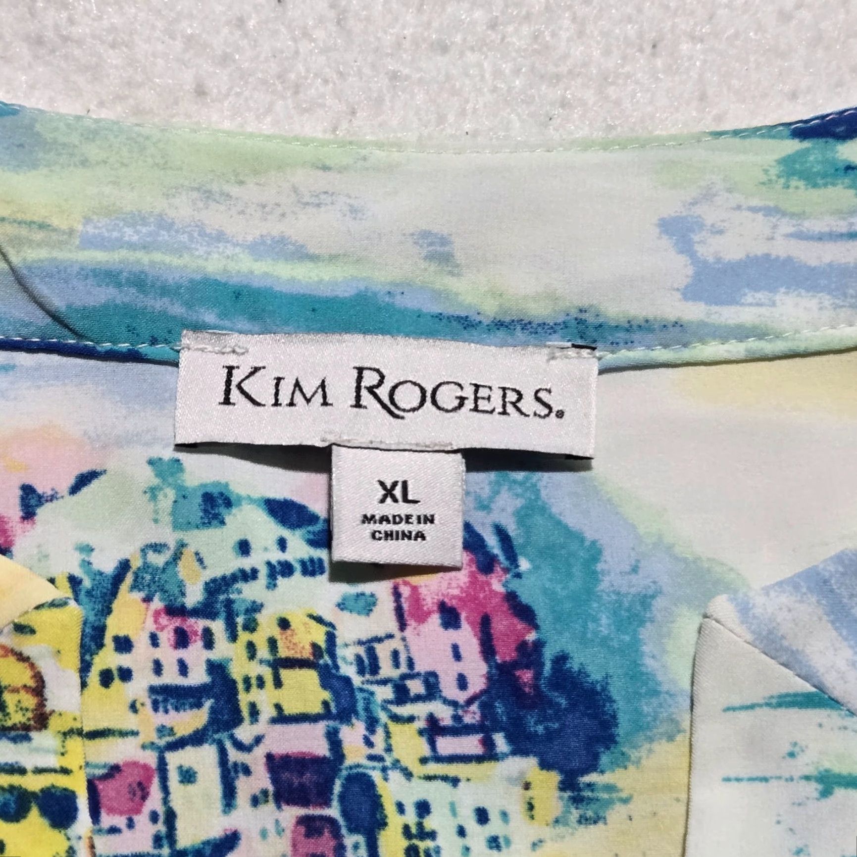 Bell Kim Rogers Shirt Women XL Bell Sleeve Travel Blouse Multicolor Knit Button 2000s Decade Casual Spring Summer Fall Winter Size XL / US 12-14 / IT 48-50 - 3 Thumbnail