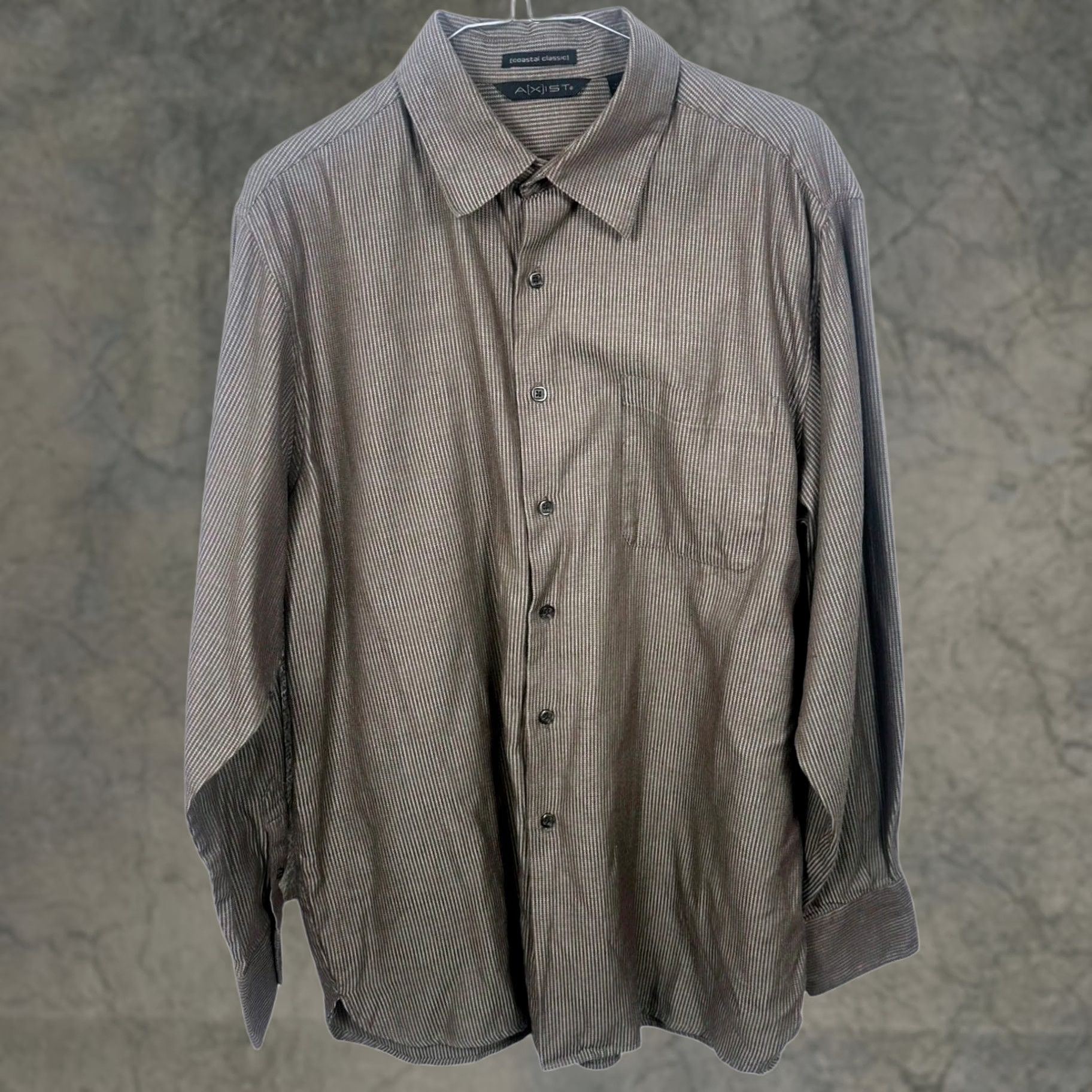 Vintage AXIST Mens Shirt Long Sleeve Button Down Classic Fit Striped Brown L Size US L / EU 52-54 / 3 - 1 Thumbnail