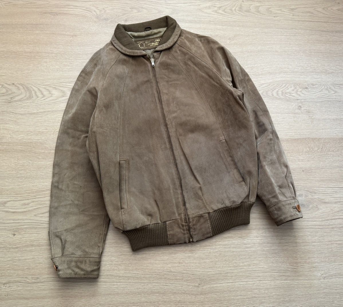 Vintage 80’e Genuine Leather Suede Full Zip Brown Jacket