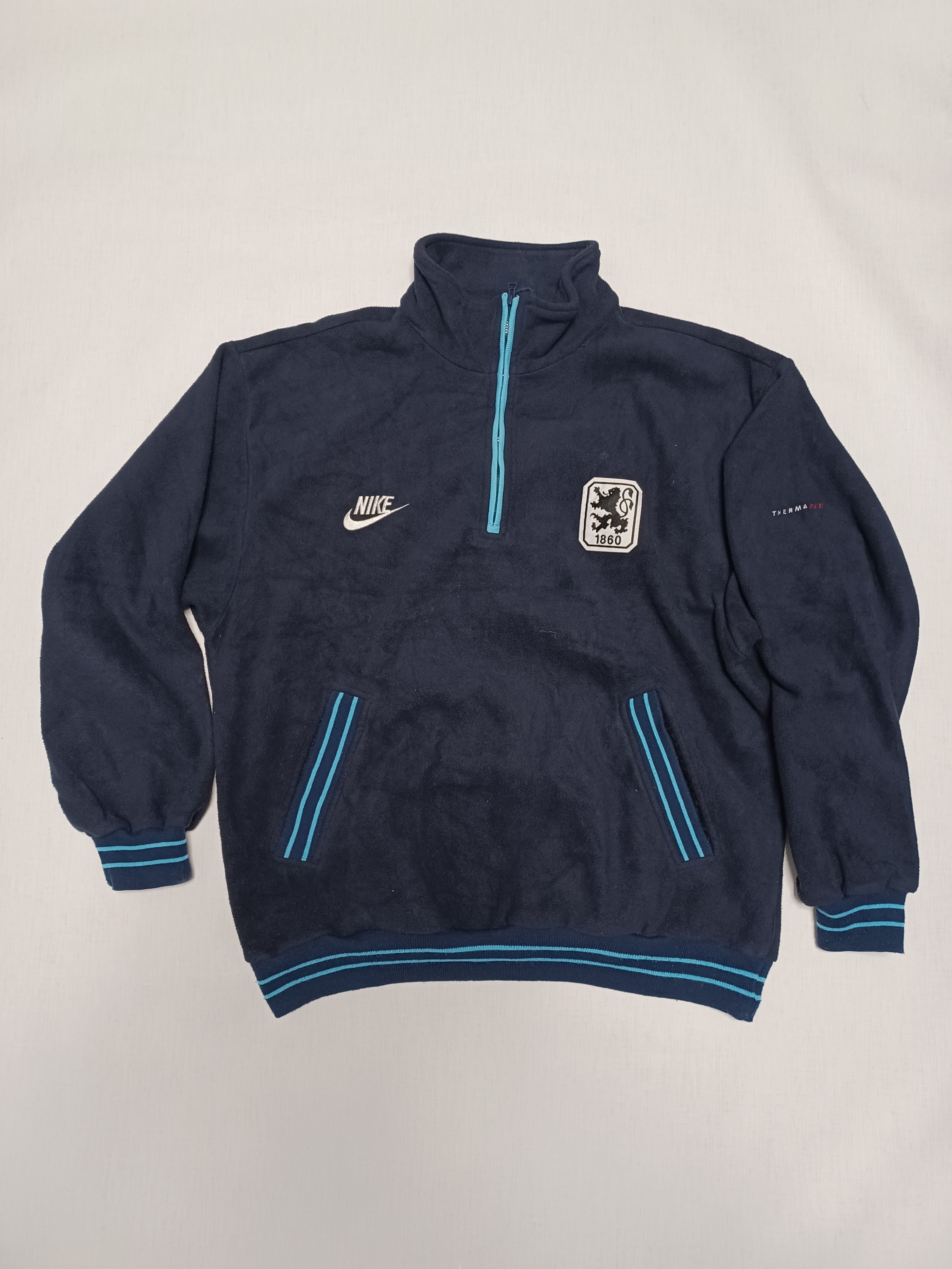 image of 1990X Clothing x Nike Unique 90's Munich 1860 Training Vintage Fleece Big Swoosh in Blue (Size Medi
