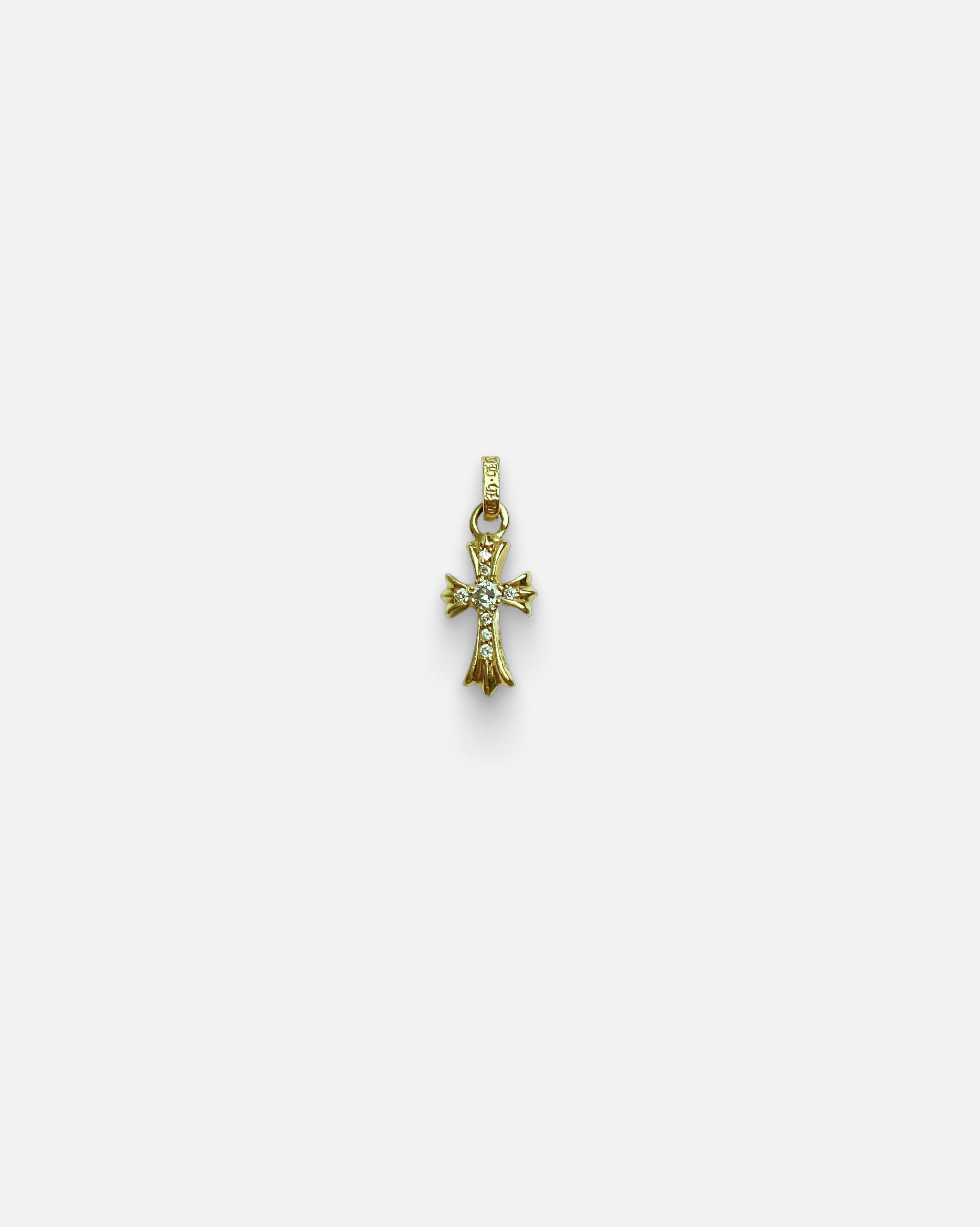 Chrome Hearts Chrome Hearts 22k Gold Baby Fat With Pave Diamonds Cross 