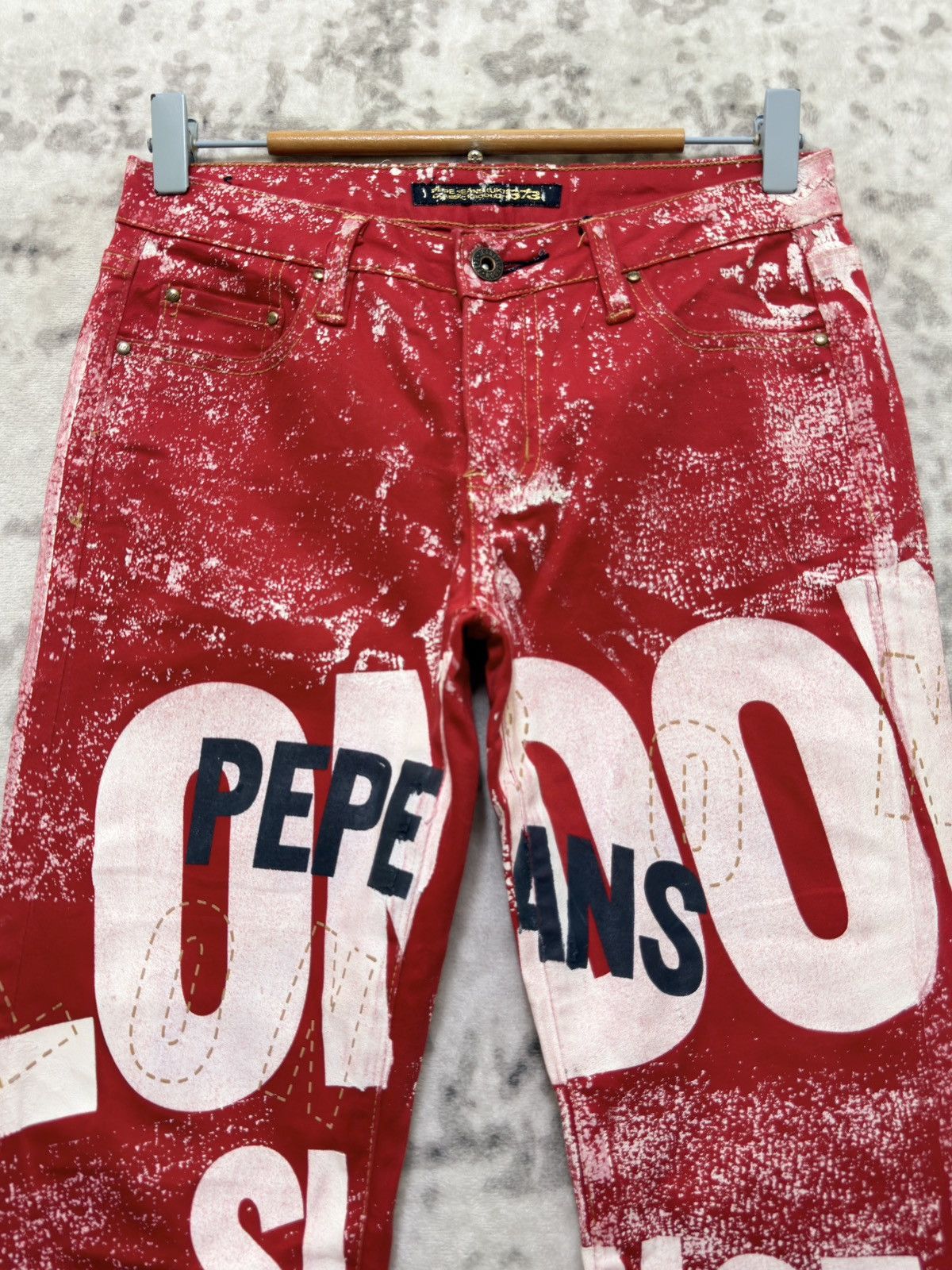 If Six Was Nine Pepe Jeans London Y2K Flare Pant Distressed Red Wash Size US 26 / EU 42 - 3 Thumbnail