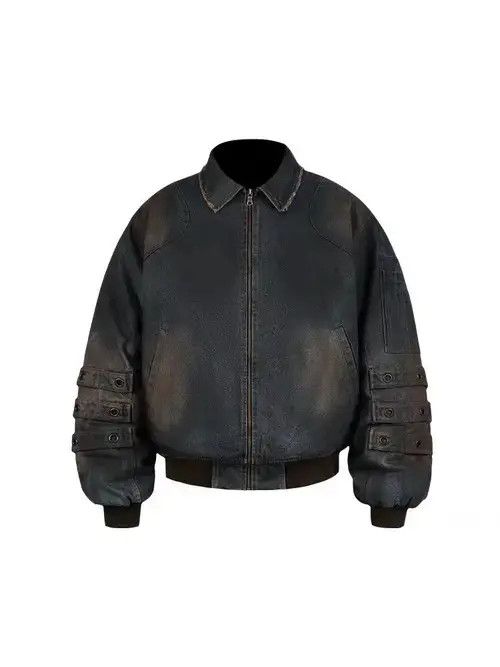 Retro heavy distressed denim thickened dirty jacket