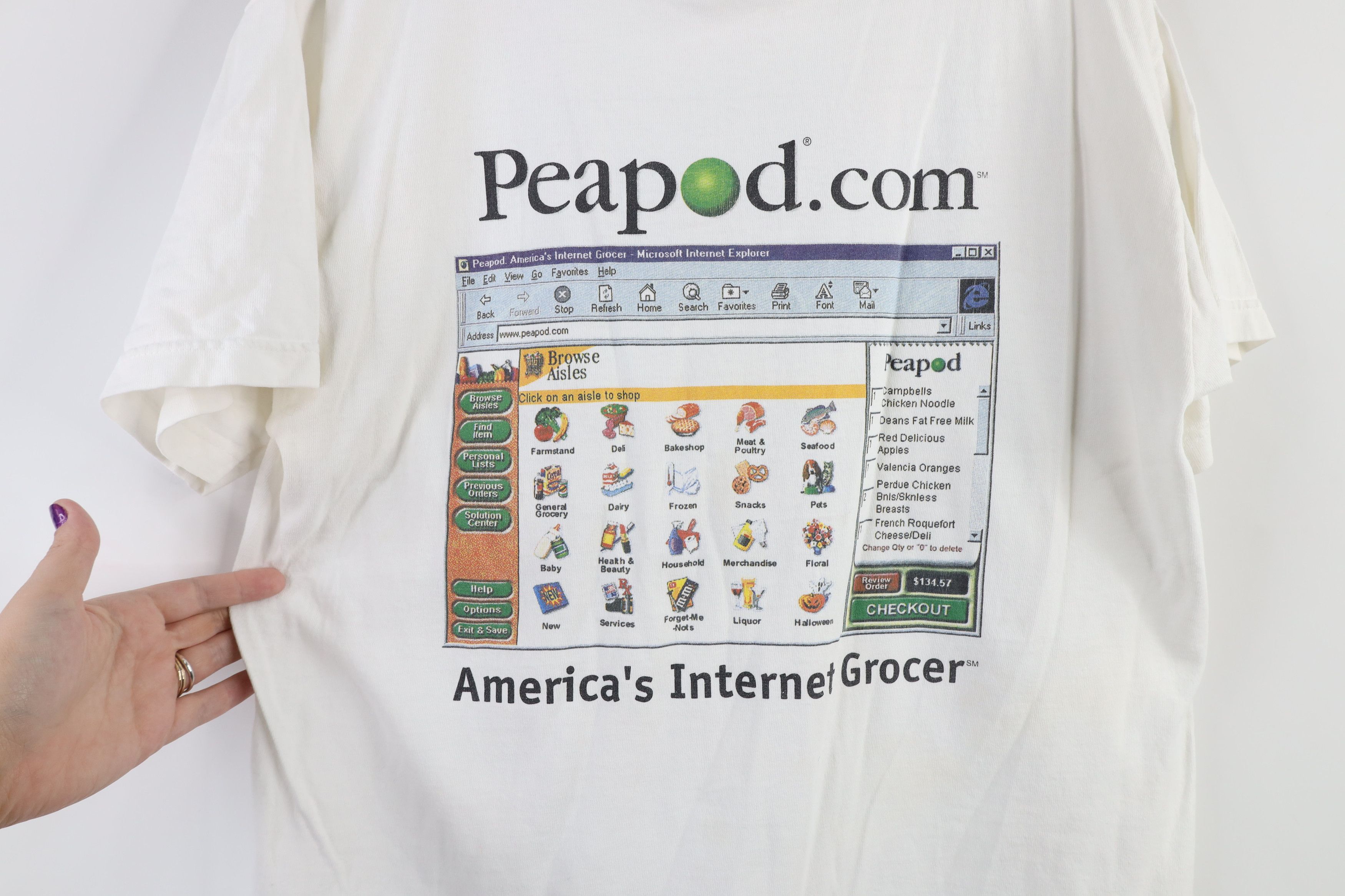 Vintage Vintage Streetwear Peapod Internet Grocer T-Shirt White Size US M / EU 48-50 / 2 - 4 Thumbnail